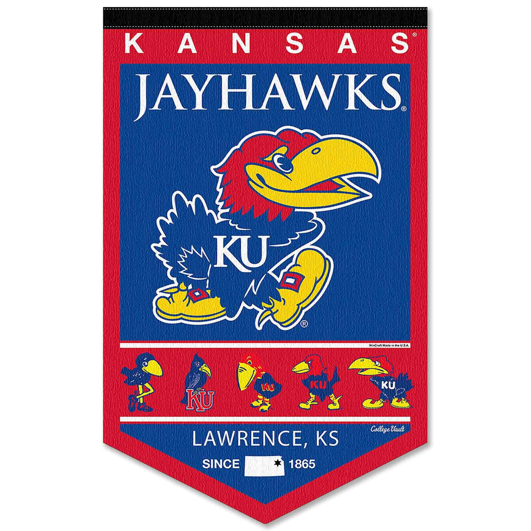 College Flags & Banners Co. Kansas KU Jayhawks Heritage History Banner Pennant - Sports Collectibles, Sports Memorabilia, Sports Fan Shop, Sports Gifts