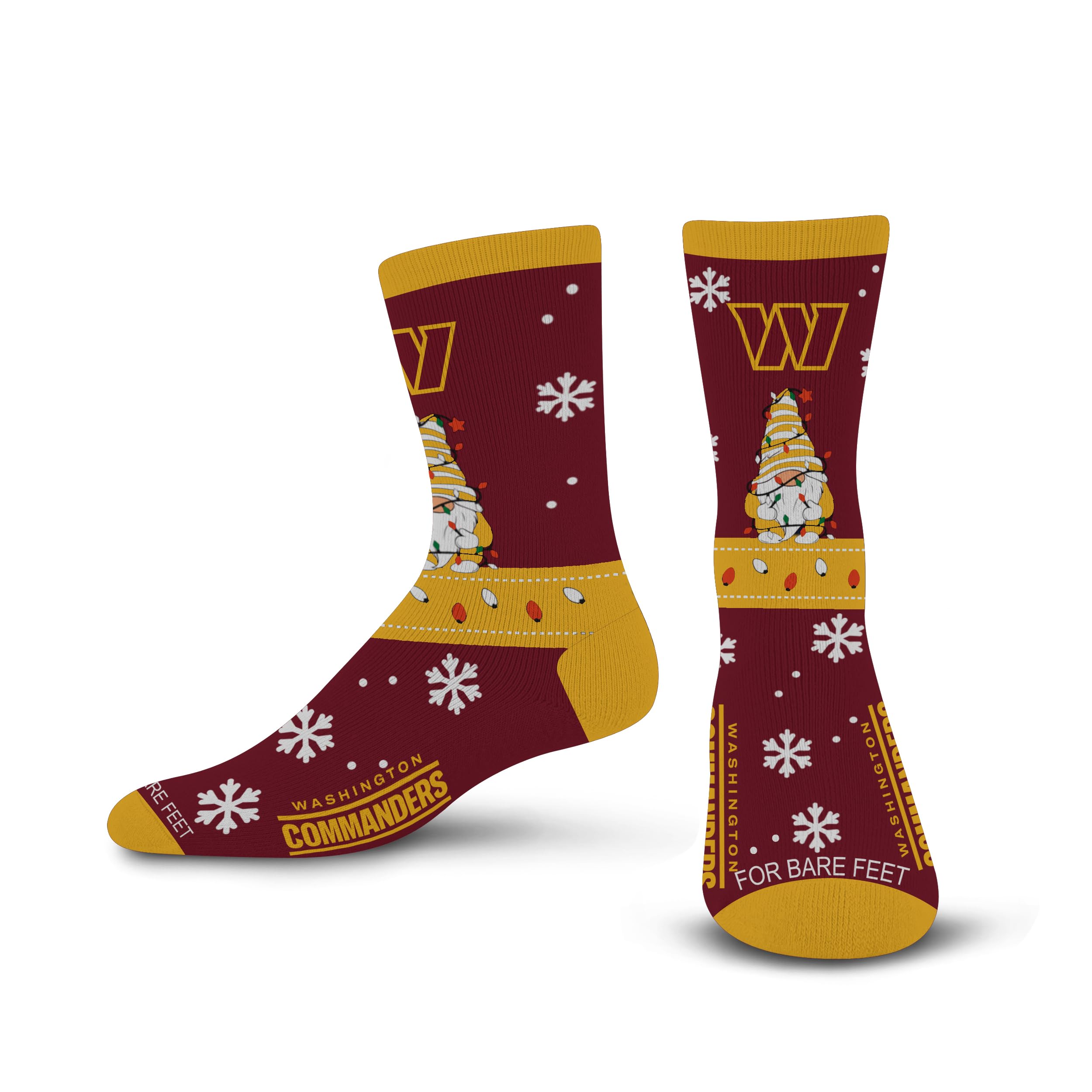 For Bare Feet NFL WASHINGTON COMMANDERS Holiday Sweater Gnome Team Colors Large - Sports Gifts, Sports Memorabilia, Sports Collectibles, Fan Shop