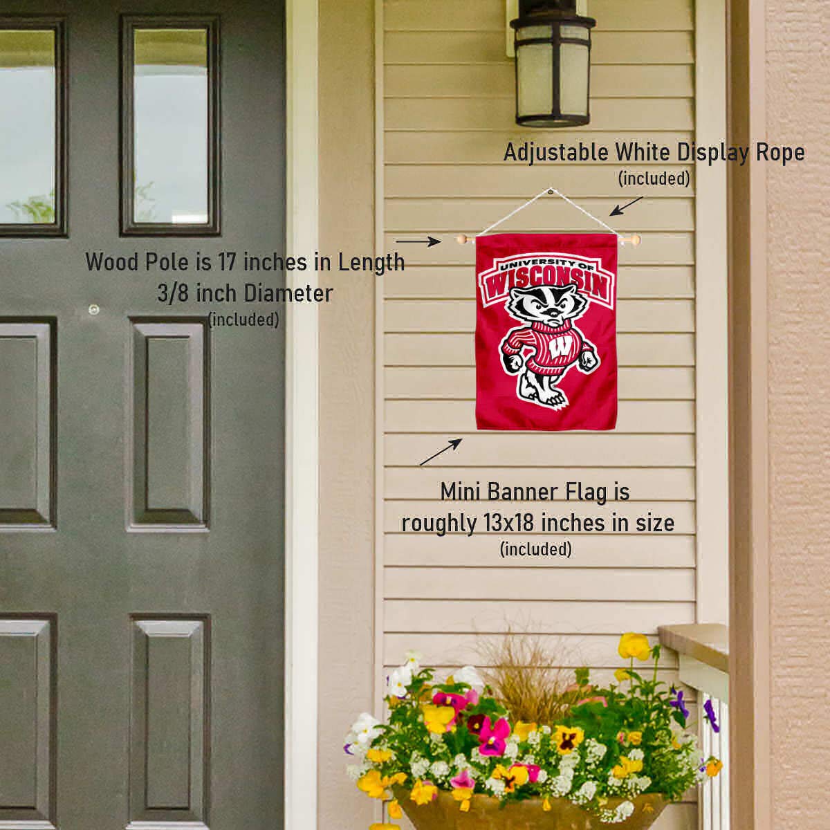 College Flags & Banners Co. Wisconsin Badgers Bucky Banner for Windows Doors and Walls - Sports Collectibles, Sports Memorabilia, Sports Fan Shop, Sports Gifts