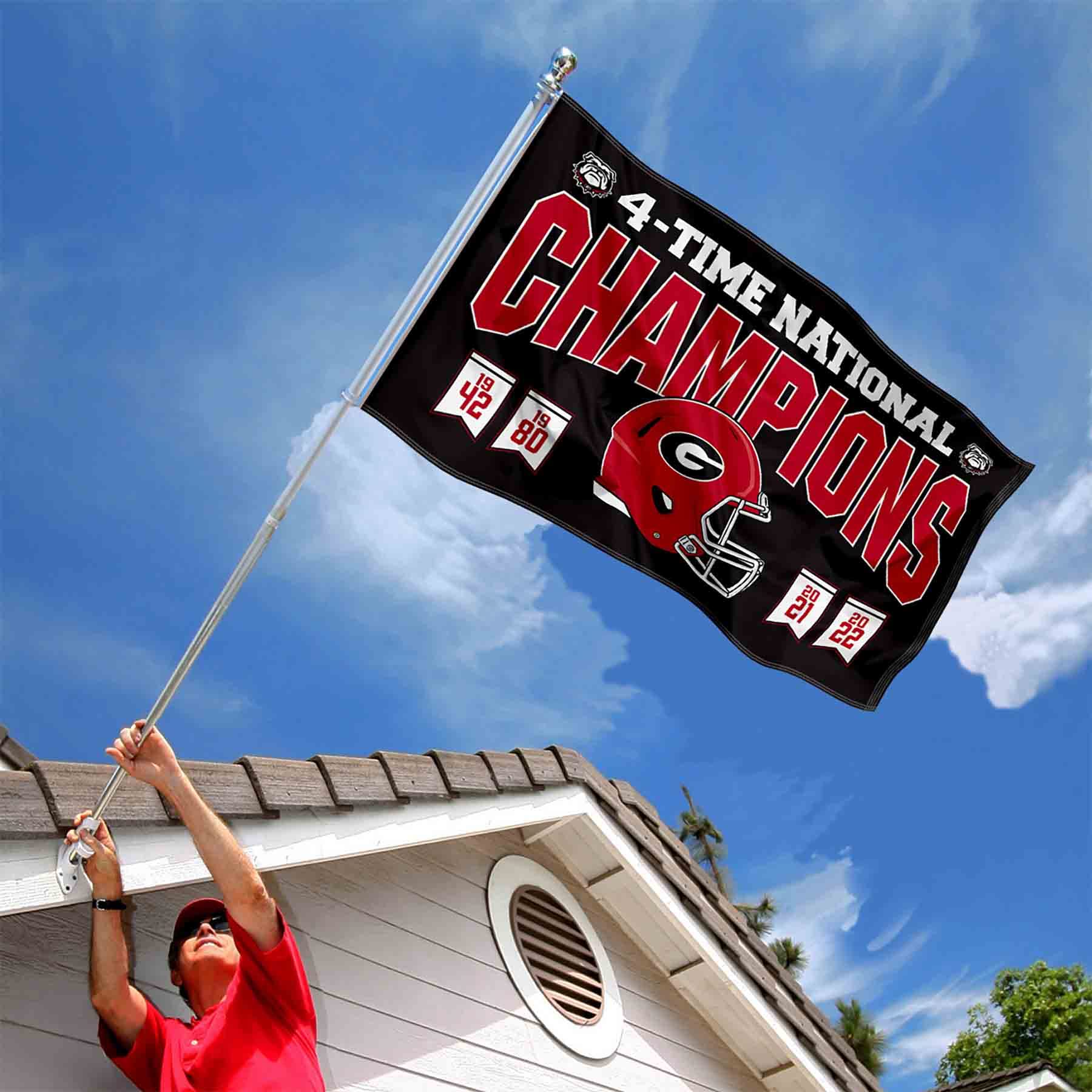 Georgia Bulldogs 2022 Four-Time College Football Champions Banner Flag - Sports Collectibles, Sports Memorabilia, Sports Fan Shop, Sports Gifts