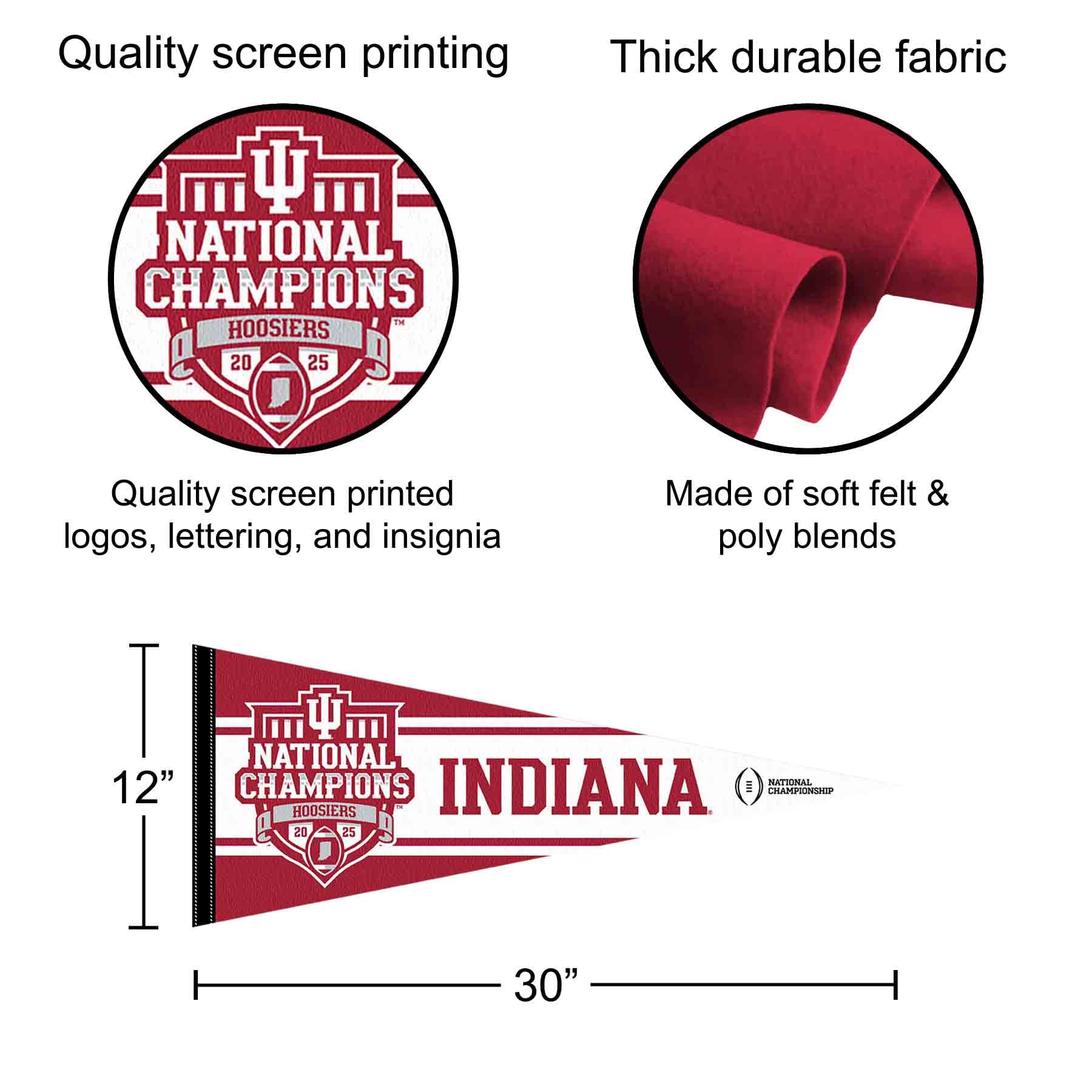 Indiana Hoosiers 2025 College Football National Champions Pennant Flag - Sports Gifts, Sports Memorabilia, Sports Collectibles, Fan Shop