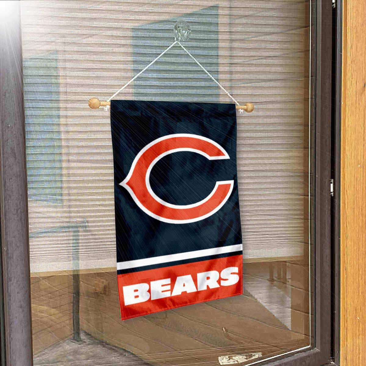 Chicago Bears C Logo Banner Window Wall Hanging Flag with Suction Cup - Sports Collectibles, Sports Memorabilia, Sports Fan Shop, Sports Gifts