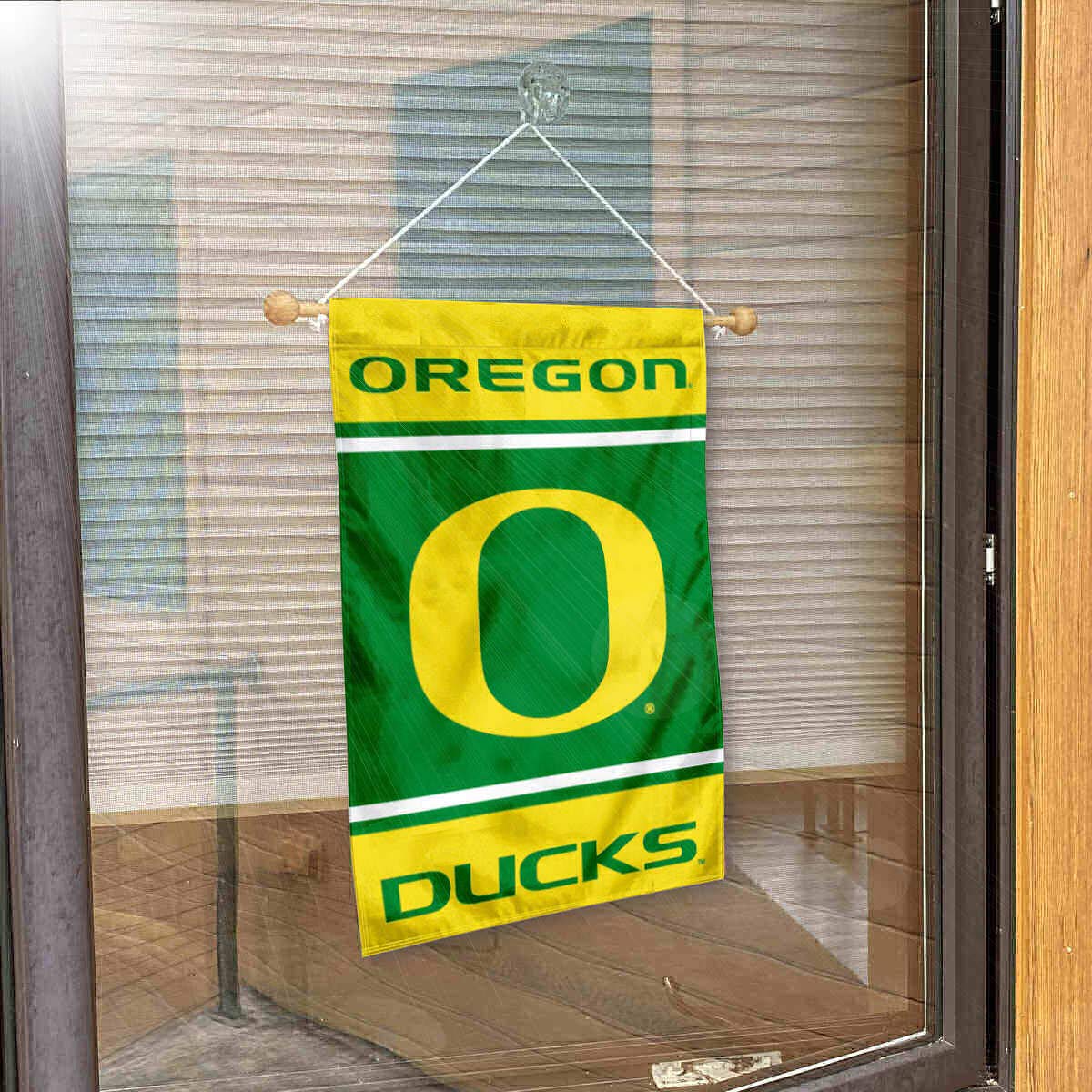 College Flags & Banners Co. Ducks Window Wall Banner Hanging Flag with Suction Cup - Sports Collectibles, Sports Memorabilia, Sports Fan Shop, Sports Gifts