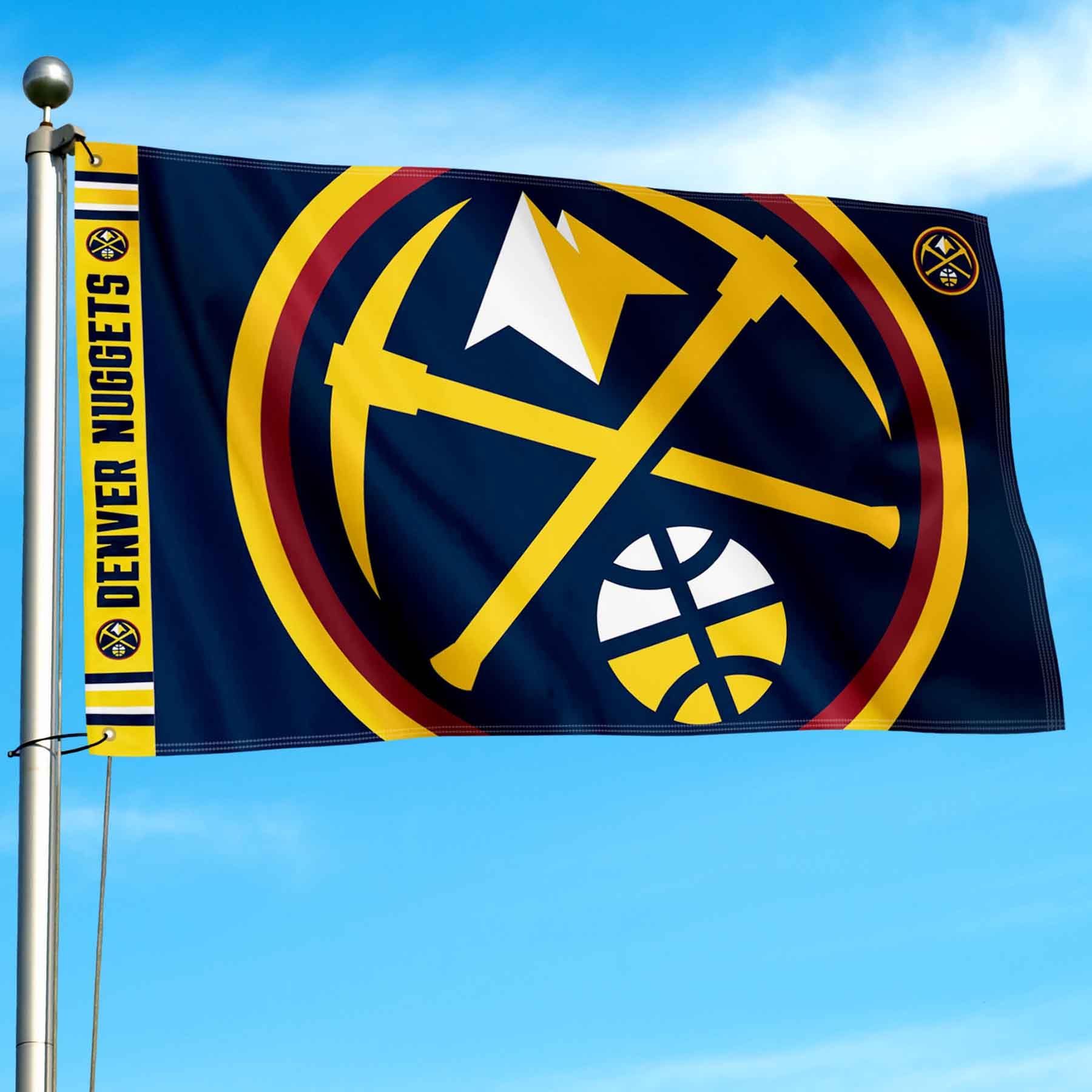 WinCraft Denver Nuggets Printed Header 3x5 Premium Banner Flag - Sports Collectibles, Sports Memorabilia, Sports Fan Shop, Sports Gifts