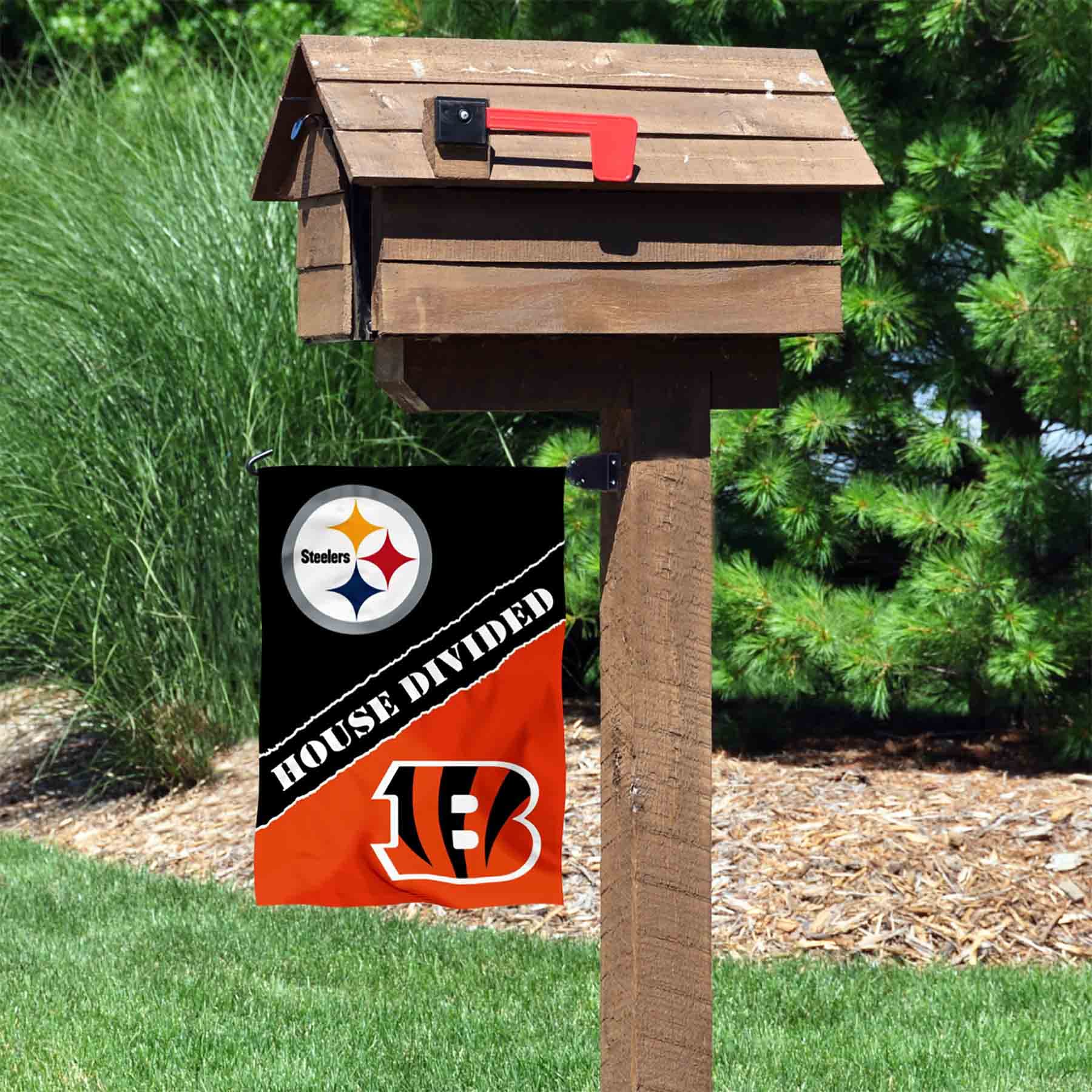 WinCraft House Divided Steelers and Bengals Double Sided Garden Flag - Sports Collectibles, Sports Memorabilia, Sports Fan Shop, Sports Gifts