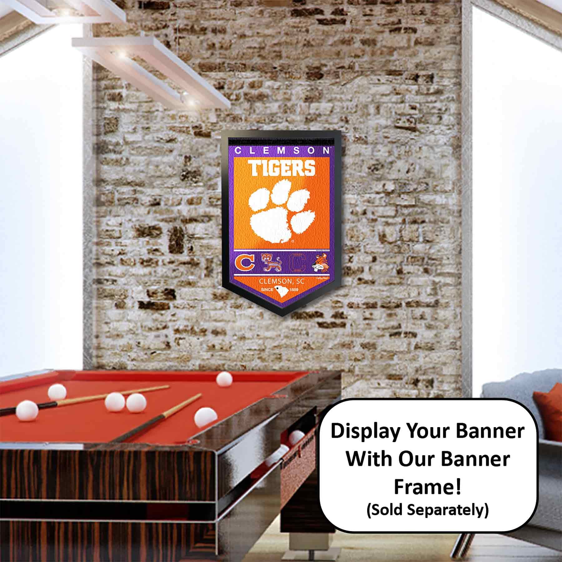 College Flags & Banners Co. Clemson Tigers Heritage History Banner Pennant - Sports Collectibles, Sports Memorabilia, Sports Fan Shop, Sports Gifts