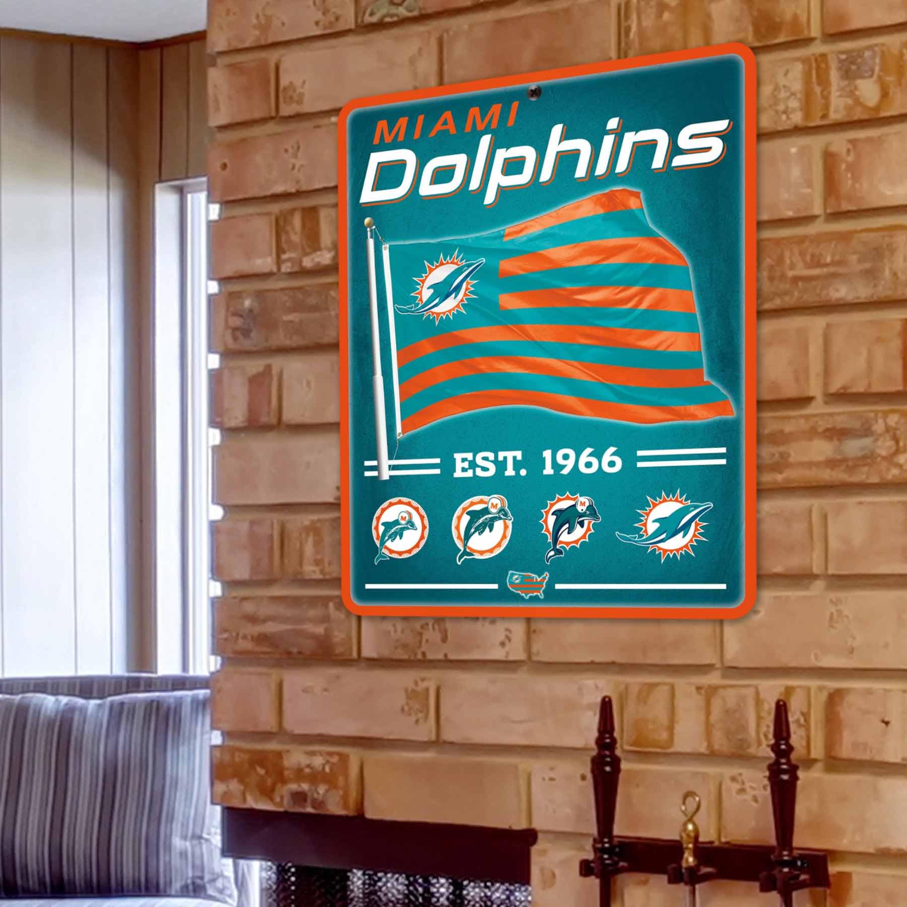 WinCraft Miami Dolphins Americana Banner Flag Sign - Sports Collectibles, Sports Memorabilia, Sports Fan Shop, Sports Gifts