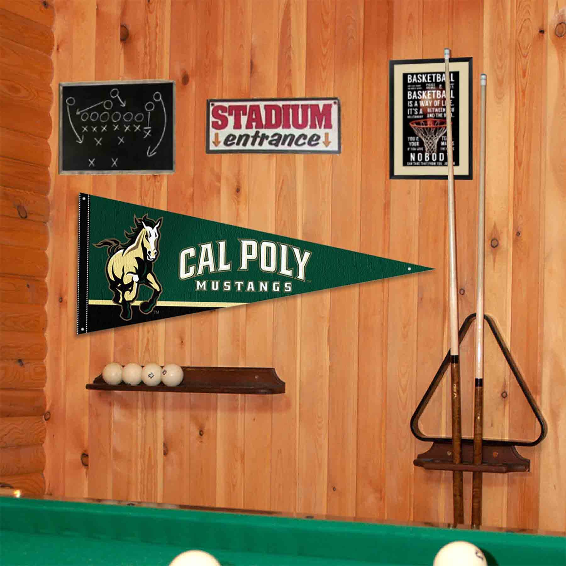 College Flags & Banners Co. Cal Poly Mustangs Pennant Flag and Wall Tack Mount Pads - Sports Collectibles, Sports Memorabilia, Sports Fan Shop, Sports Gifts