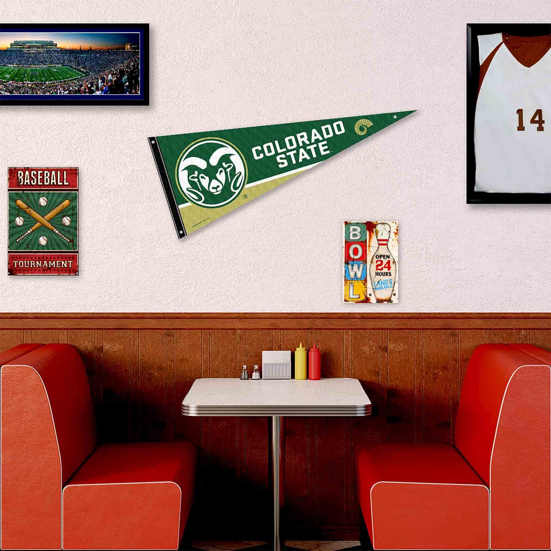 College Flags & Banners Co. Colorado State Rams Pennant Flag and Wall Tack Mount Pads - Sports Collectibles, Sports Memorabilia, Sports Fan Shop, Sports Gifts