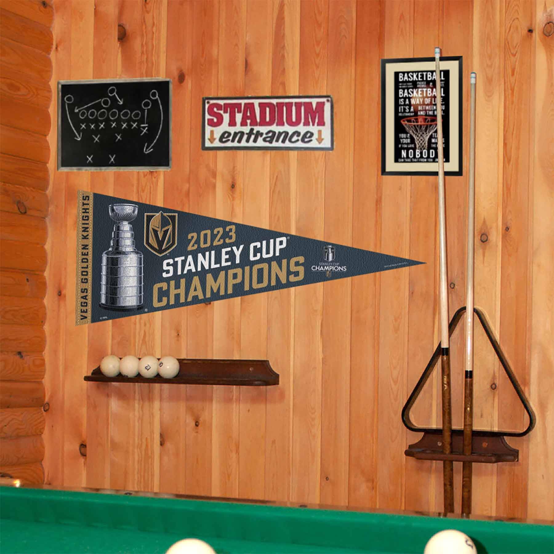 WinCraft Vegas Golden Knights 2023 Stanley Cup Champions Pennant Flag - Sports Collectibles, Sports Memorabilia, Sports Fan Shop, Sports Gifts