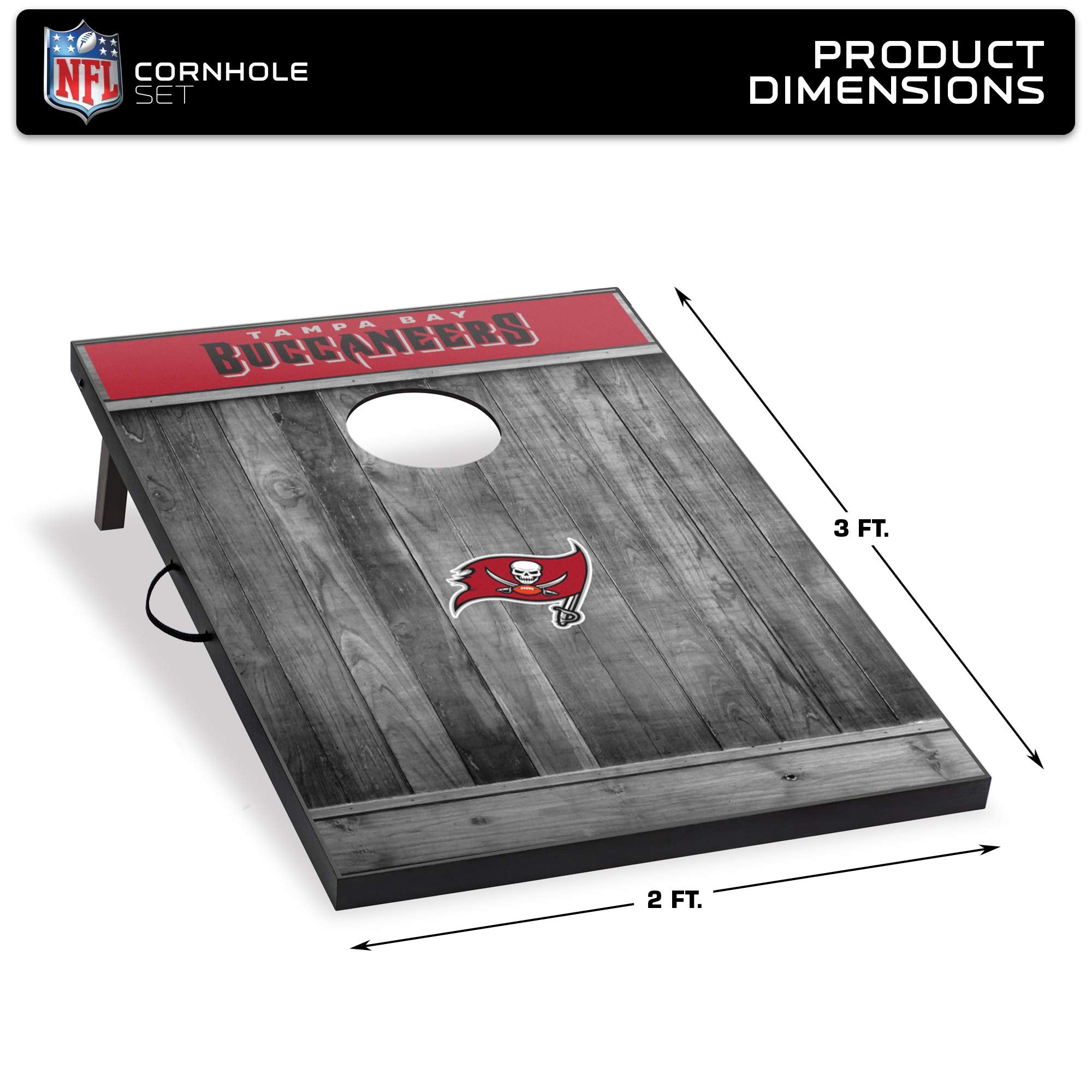 Wild Sports 2'x3' MDF Wood NFL Tampa Bay Buccaneers Cornhole Set - Sports Collectibles, Sports Memorabilia, Sports Fan Shop, Sports Gifts