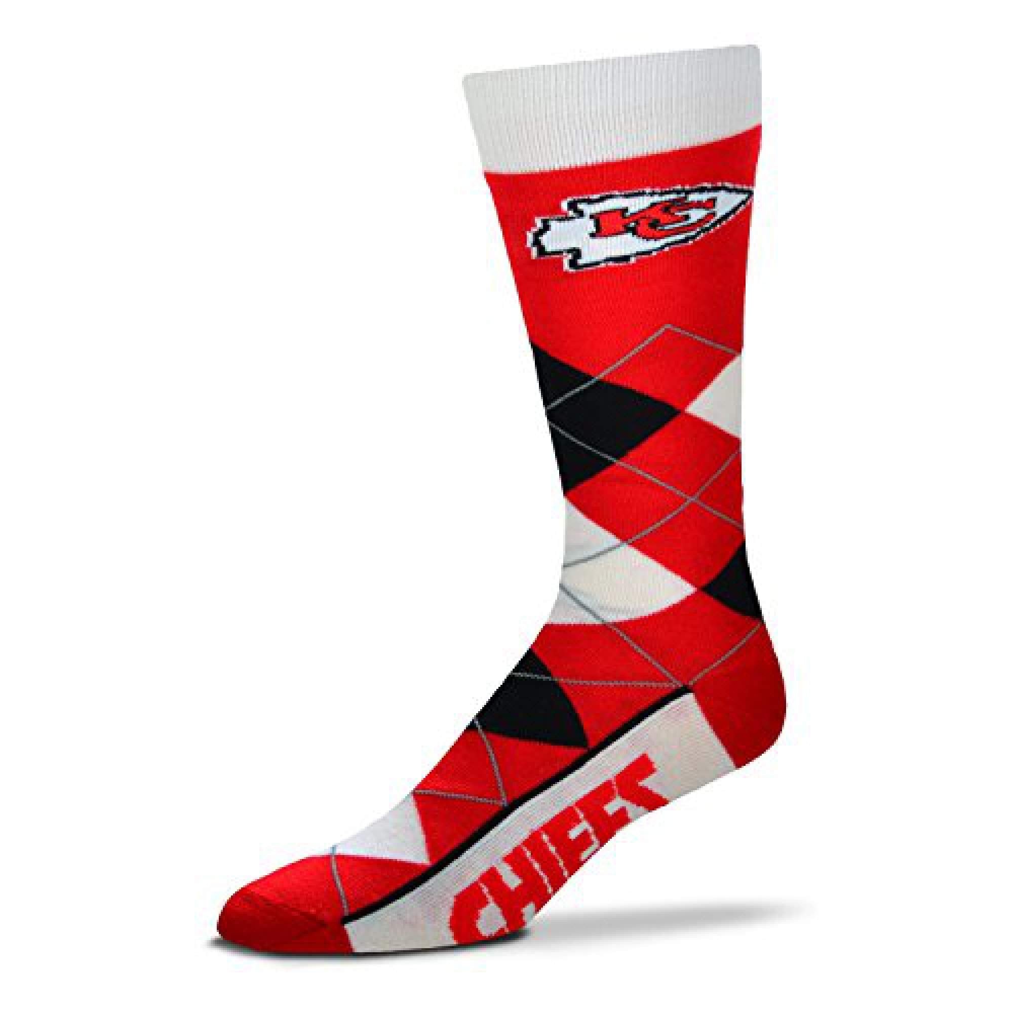 For Bare Feet NFL Kansas City Chiefs Argyle Line Up Dress Sock Team Color OSFM - Sports Gifts, Sports Memorabilia, Sports Collectibles, Fan Shop