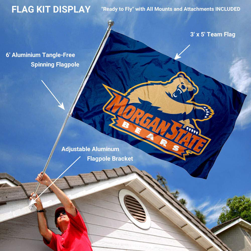 College Flags & Banners Co. Morgan State Bears Flag and Pole Bracket Mount Bundle - Sports Collectibles, Sports Memorabilia, Sports Fan Shop, Sports Gifts