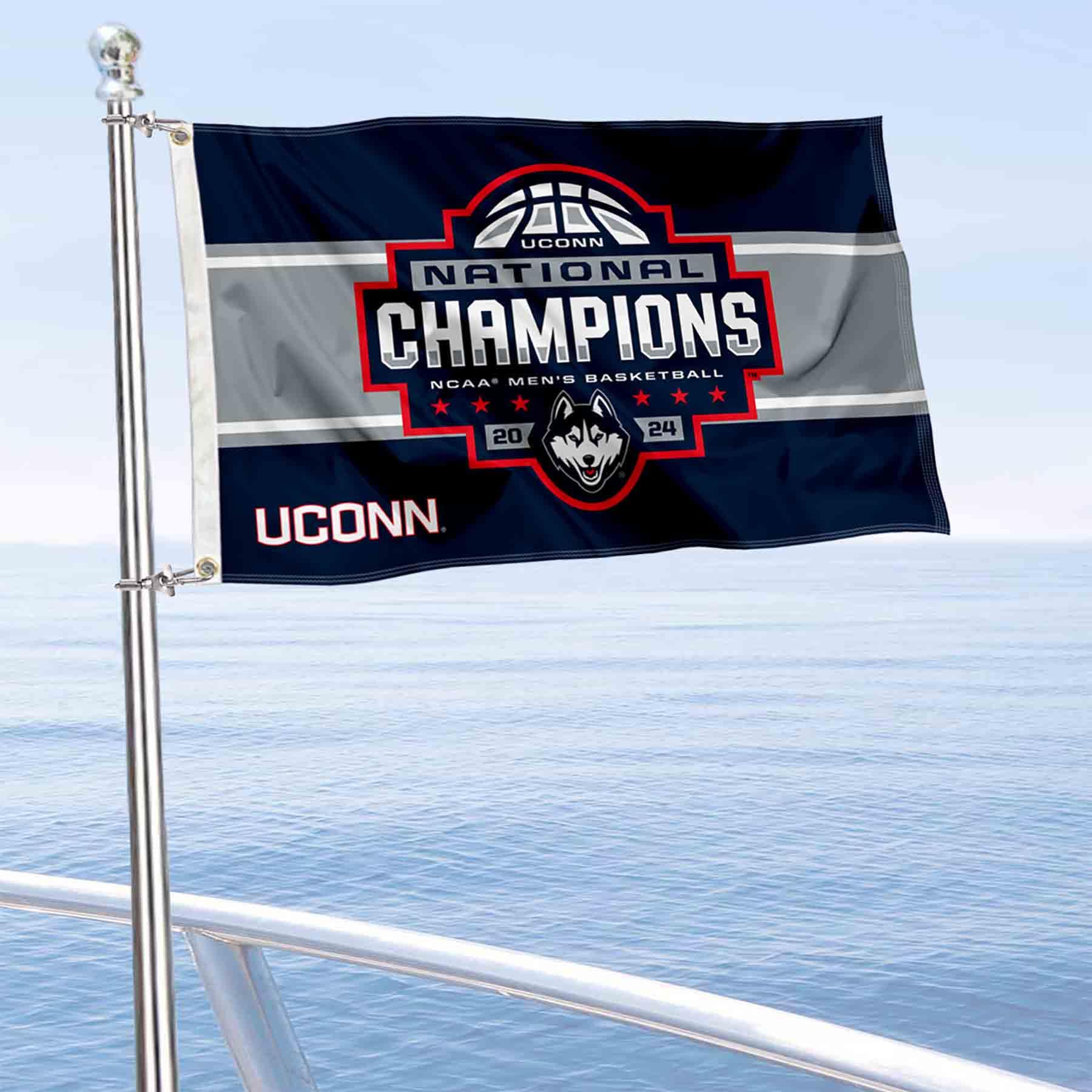 College Flags & Banners Co. UCONN 2024 Basketball National Champions Boat and Golf Cart Flag - Sports Collectibles, Sports Memorabilia, Sports Fan Shop, Sports Gifts