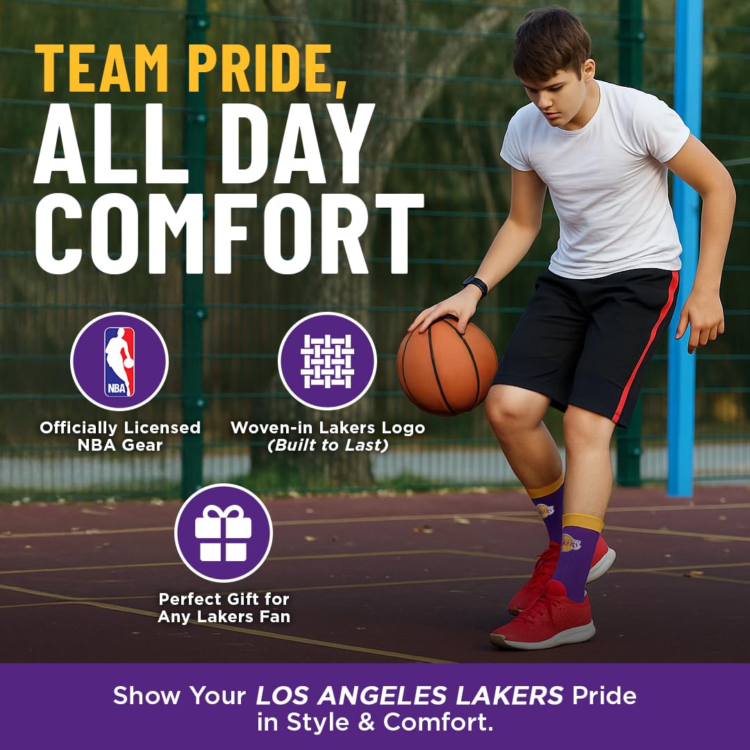 For Bare Feet NBA LOS ANGELES LAKERS MVP Crew Sock Team Color Large - Sports Gifts, Sports Memorabilia, Sports Collectibles, Fan Shop