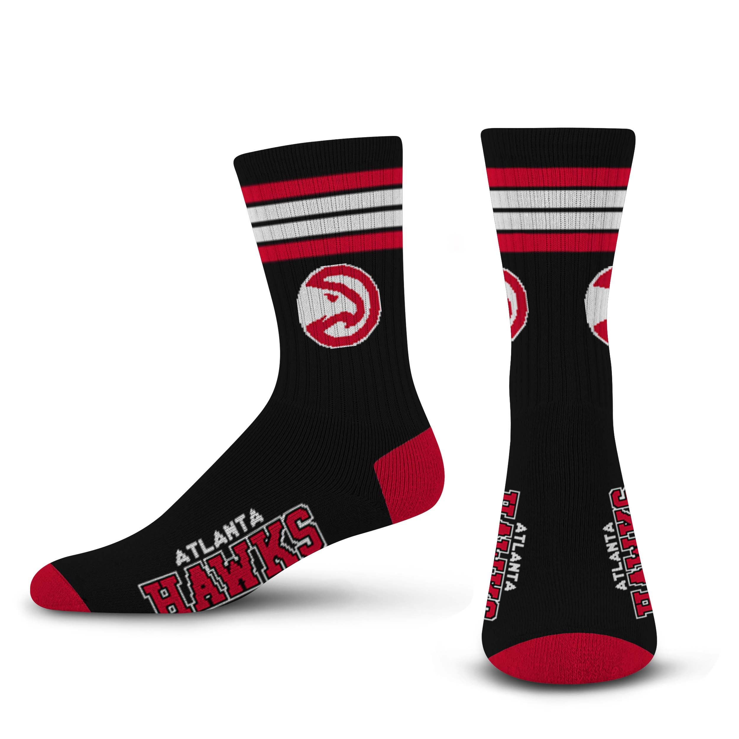For Bare Feet NBA ATLANTA HAWKS 4 Stripe Deuce Crew Sock Team Color YOUTH - Sports Gifts, Sports Memorabilia, Sports Collectibles, Fan Shop
