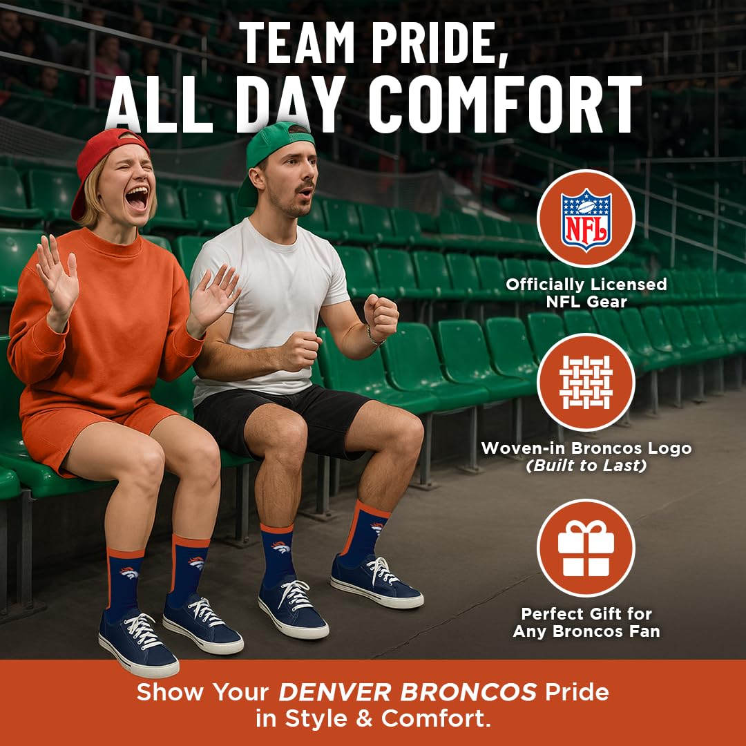 For Bare Feet NFL DENVER BRONCOS MVP Crew Sock Team Color Youth - Sports Gifts, Sports Memorabilia, Sports Collectibles, Fan Shop