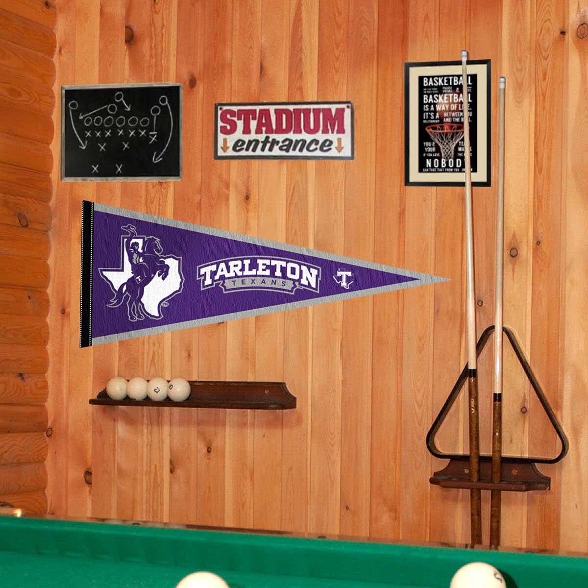 College Flags & Banners Co. Tarleton State University Texans Wordmark Pennant Flag - Sports Collectibles, Sports Memorabilia, Sports Fan Shop, Sports Gifts