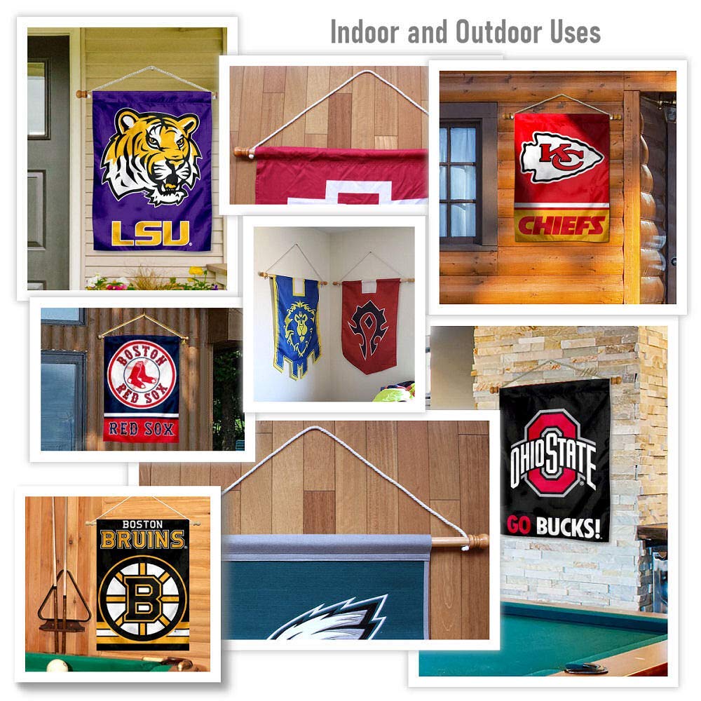 College Flags & Banners Co. QU Hawks Banner Flag and Wood Banner Pole Set - Sports Collectibles, Sports Memorabilia, Sports Fan Shop, Sports Gifts