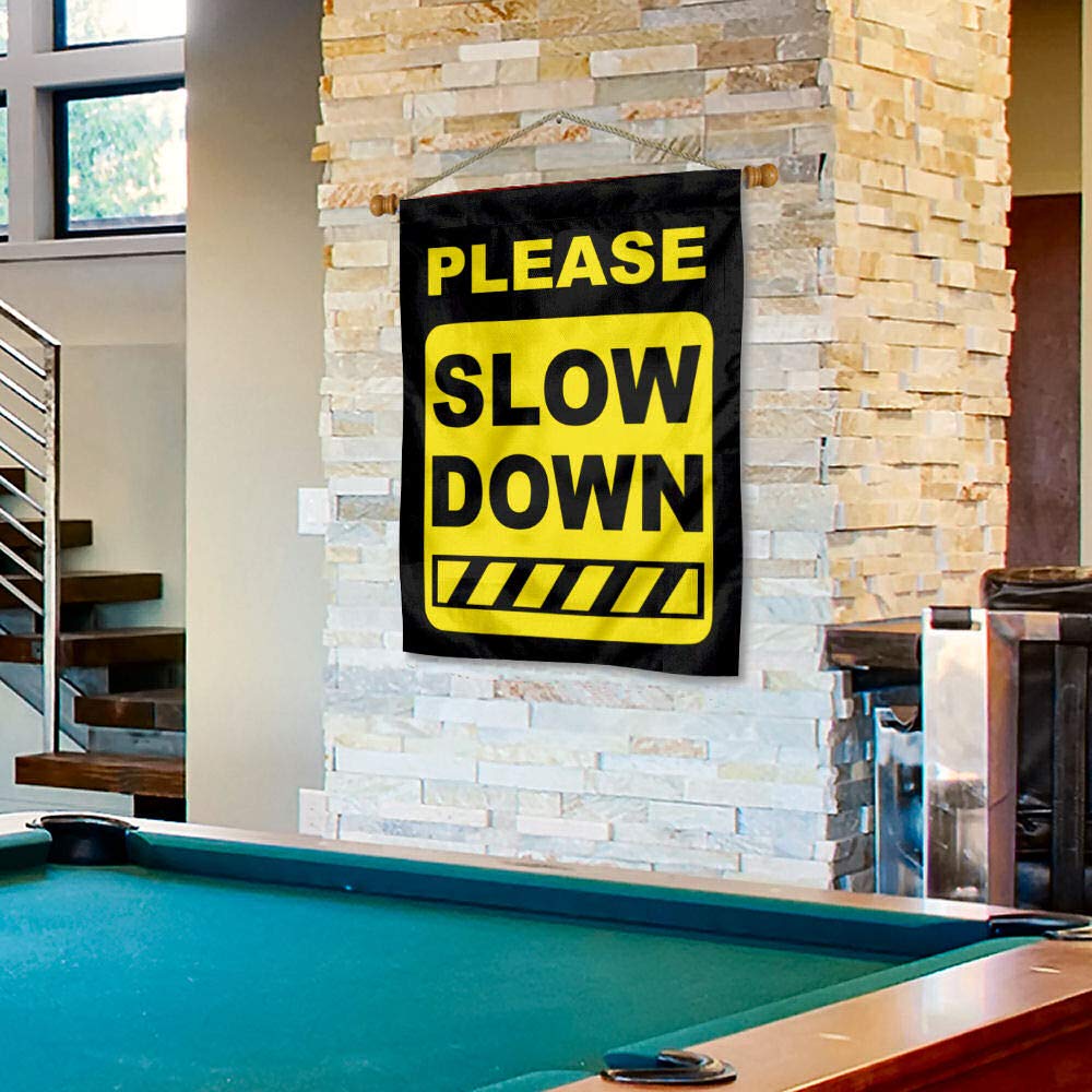 Caution Slow Down Speeding Sign Banner with Pole - Sports Collectibles, Sports Memorabilia, Sports Fan Shop, Sports Gifts