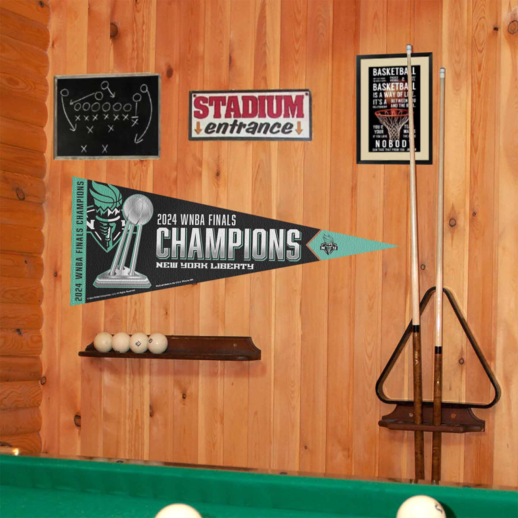 WinCraft New York Liberty 2024 Champions Pennant Flag - Sports Collectibles, Sports Memorabilia, Sports Fan Shop, Sports Gifts