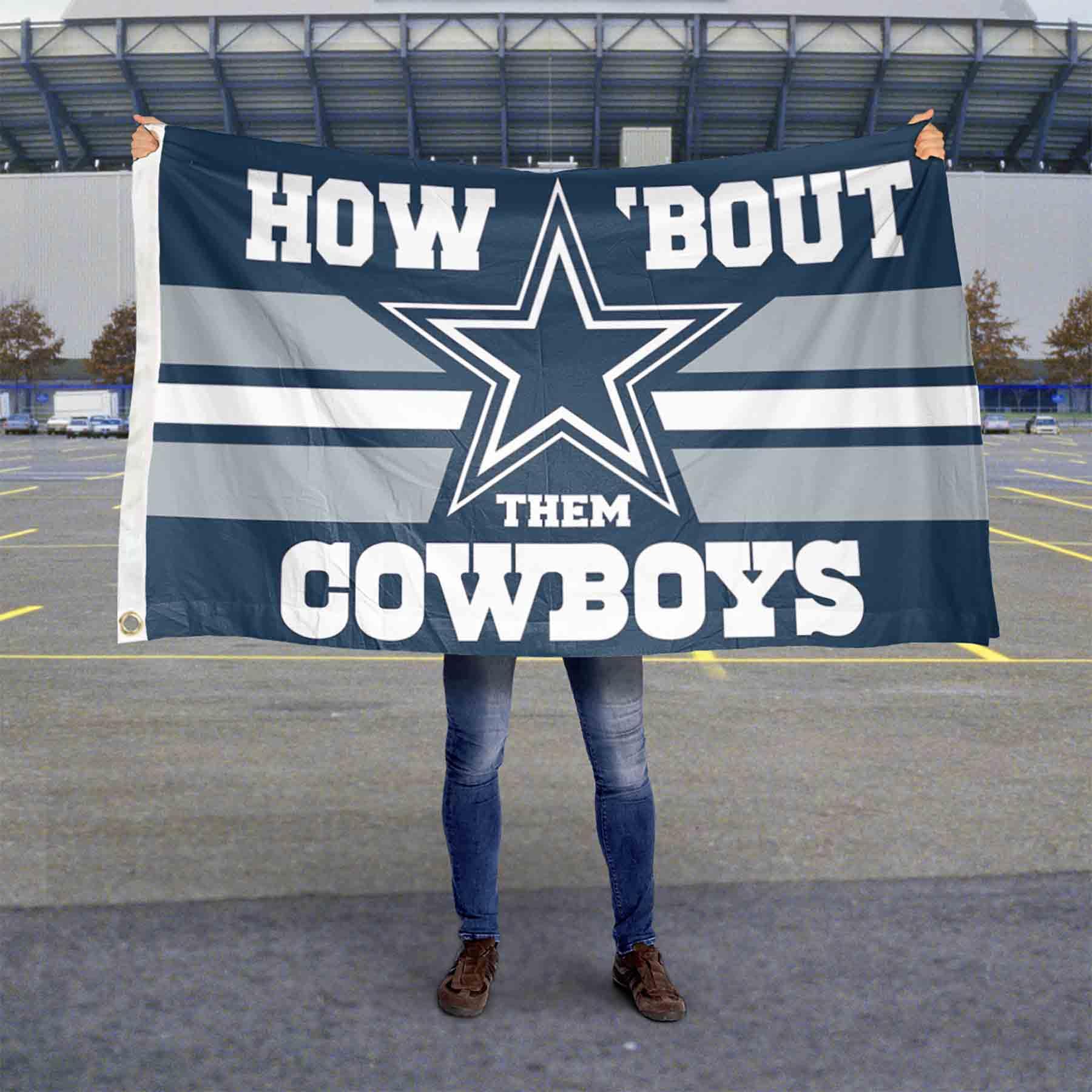 WinCraft Dallas Cowboys How Bout Them Cowboys Flag Outdoor Indoor 3x5 Foot Banner - Sports Collectibles, Sports Memorabilia, Sports Fan Shop, Sports Gifts