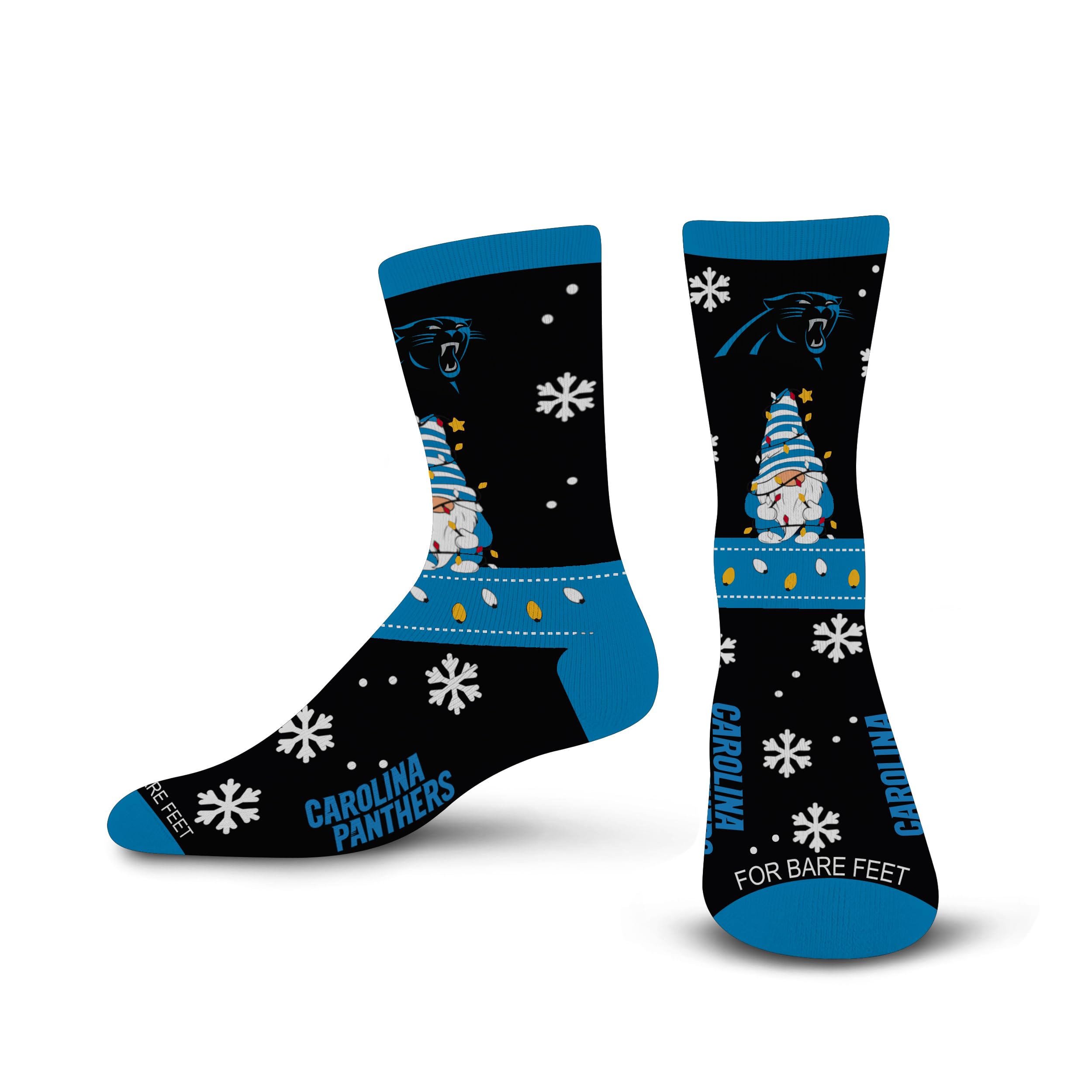 For Bare Feet NFL CAROLINA PANTHERS Holiday Sweater Gnome Team Colors Large - Sports Gifts, Sports Memorabilia, Sports Collectibles, Fan Shop