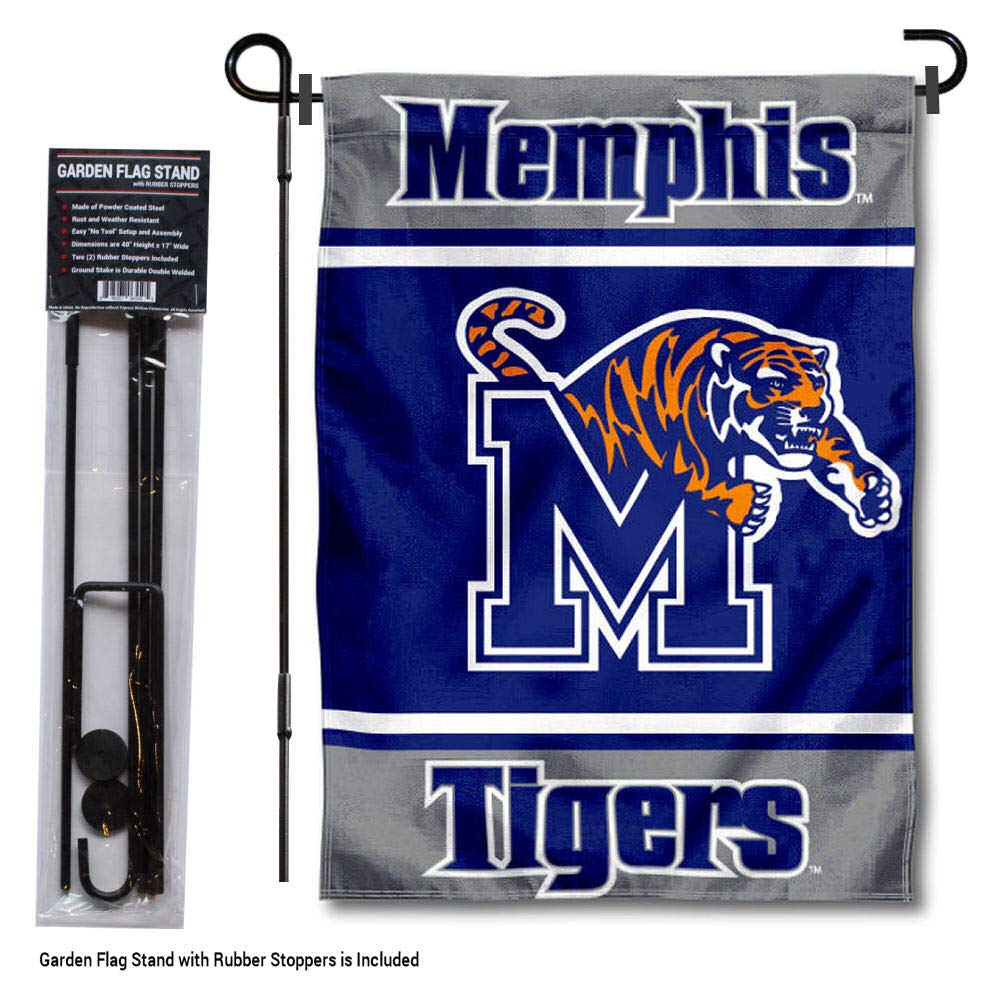 College Flags & Banners Co. Memphis Tigers Garden Flag with Stand Holder - Sports Collectibles, Sports Memorabilia, Sports Fan Shop, Sports Gifts
