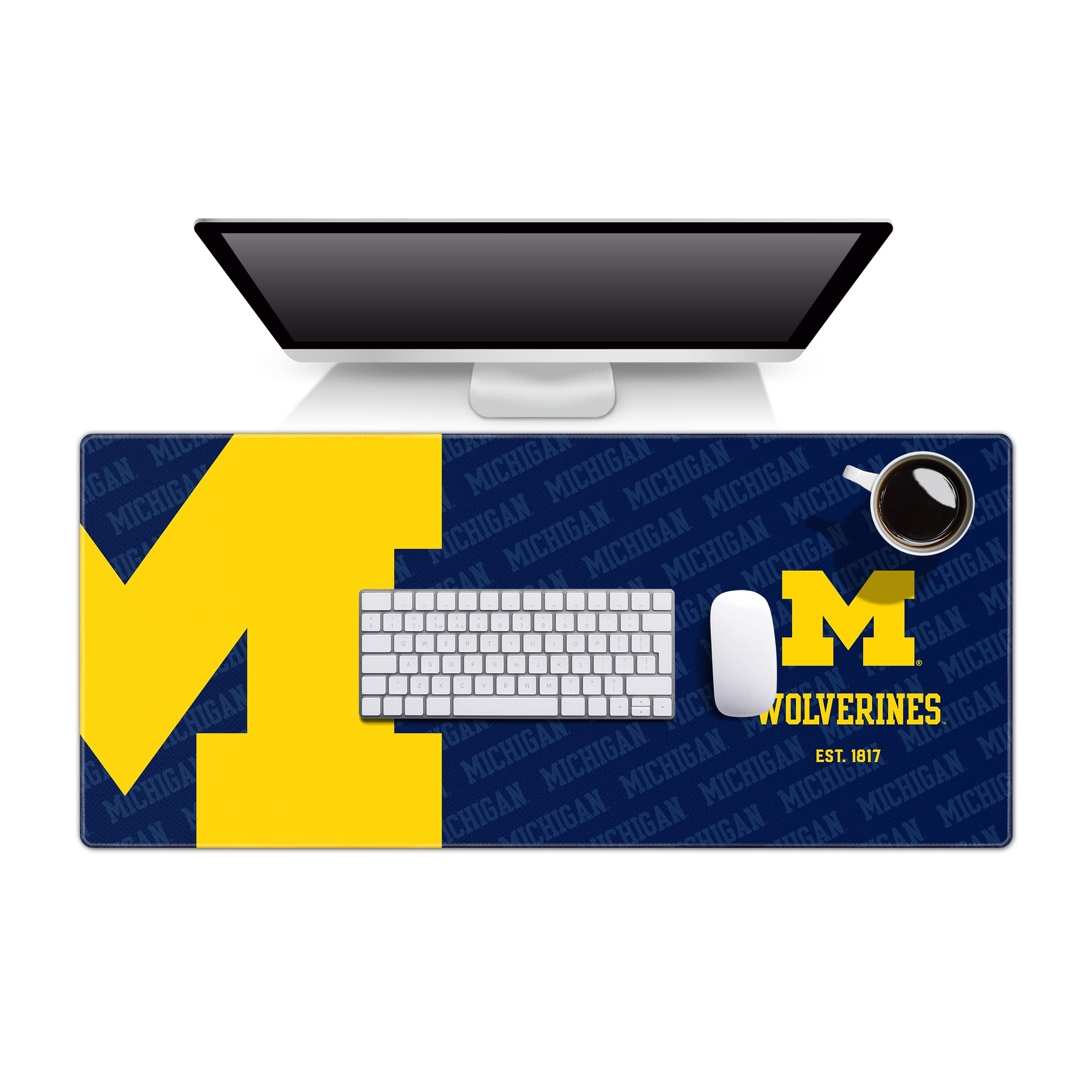 YouTheFan NCAA Michigan Wolverines Logo Series Desk Pad & SOAR NCAA Shockbox LED Wireless Bluetooth Speaker, Michigan Wolverines - Sports Collectibles, Sports Memorabilia, Sports Fan Shop, Sports Gifts