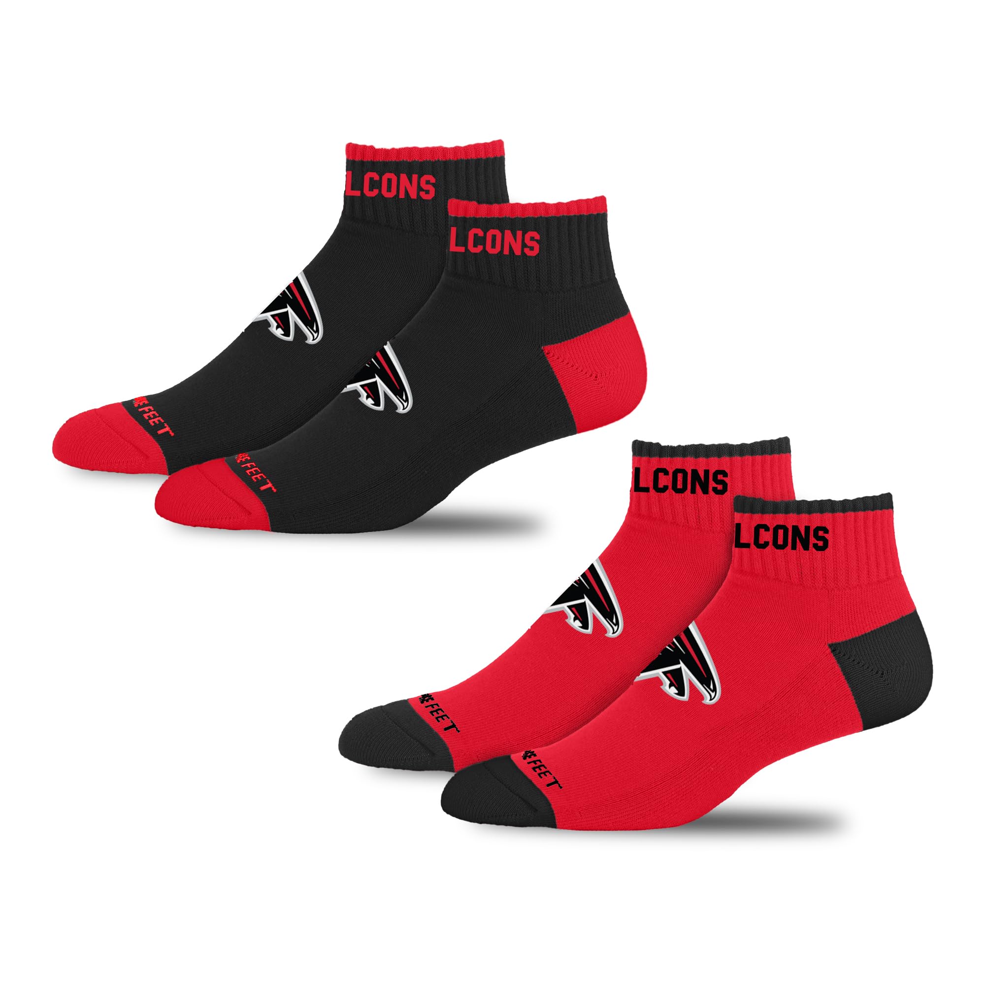 For Bare Feet NFL ATLANTA FALCONS Front and Center 2 Pack Team Colors Large - Sports Gifts, Sports Memorabilia, Sports Collectibles, Fan Shop
