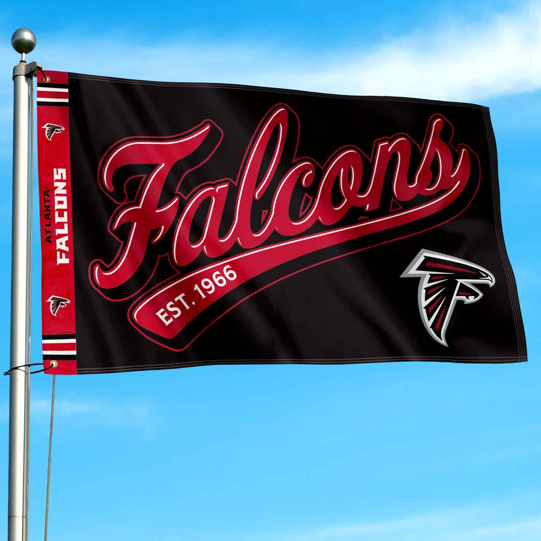 WinCraft Atlanta Falcons Script Logo Premium Flag - Sports Collectibles, Sports Memorabilia, Sports Fan Shop, Sports Gifts