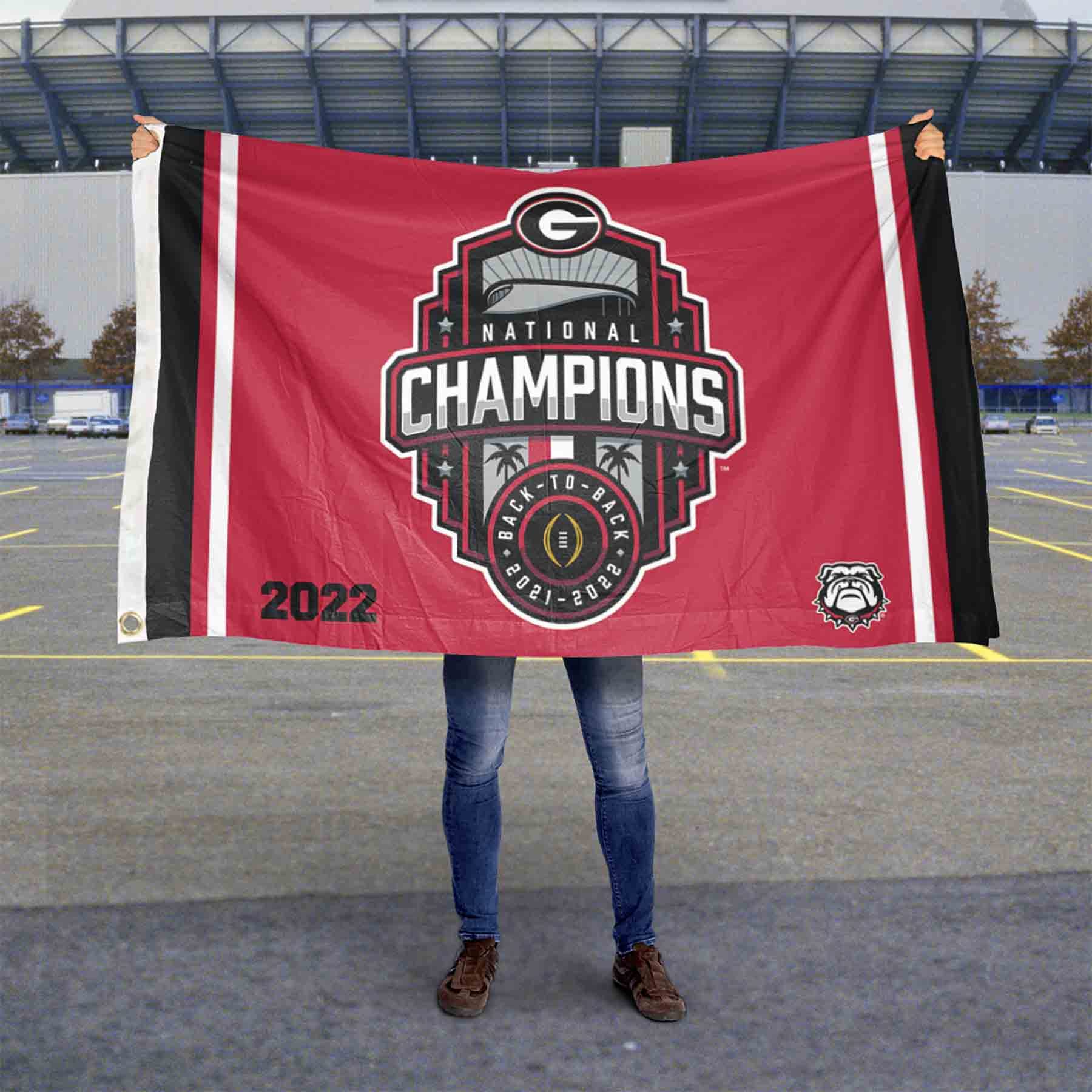 UGA Bulldogs 2022 College Football National Champions 3x5 Grommet Flag - Sports Collectibles, Sports Memorabilia, Sports Fan Shop, Sports Gifts