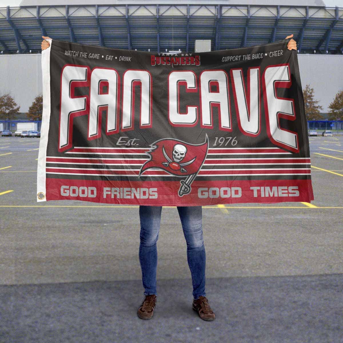 WinCraft Tampa Bay Buccaneers Fan Man Cave Banner Flag - Sports Collectibles, Sports Memorabilia, Sports Fan Shop, Sports Gifts