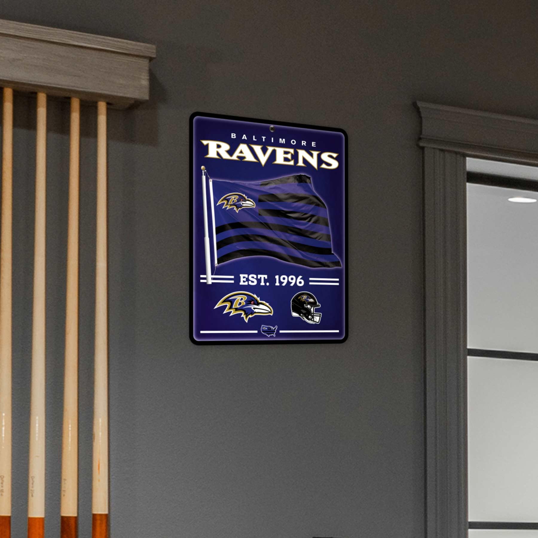 WinCraft Baltimore Ravens Americana Banner Flag Sign - Sports Collectibles, Sports Memorabilia, Sports Fan Shop, Sports Gifts