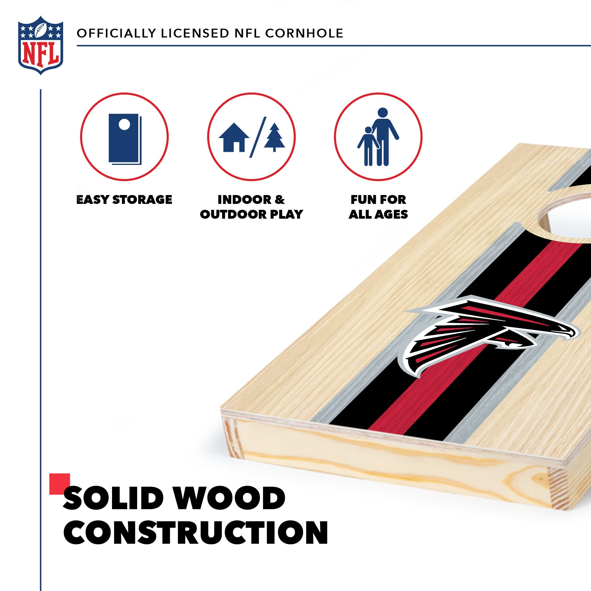 Wild Sports NFL Football Atlanta Falcons 1' x 2' Travel Size Set with Direct Print HD Team Graphics – Great Gift for Any Sports Fan! Bean Bag Toss Family Games for Outdoor Play - Sports Collectibles, Sports Memorabilia, Sports Fan Shop, Sports Gifts