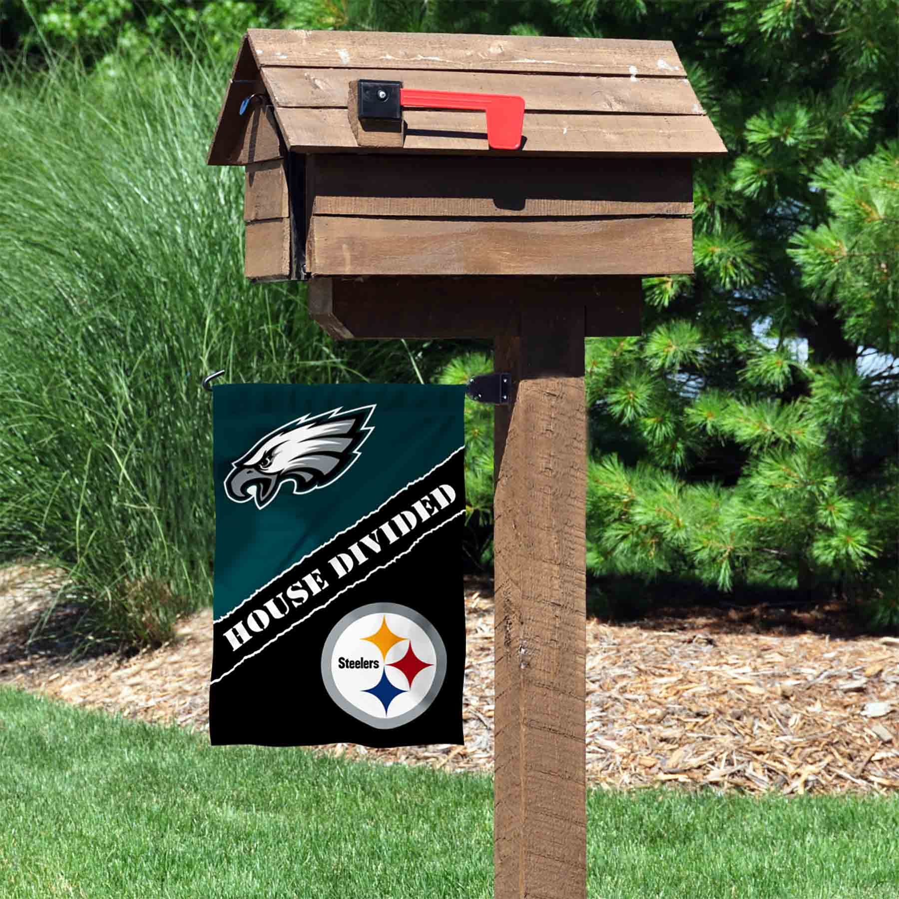 WinCraft House Divided Eagles and Steelers Double Sided Garden Flag - Sports Collectibles, Sports Memorabilia, Sports Fan Shop, Sports Gifts
