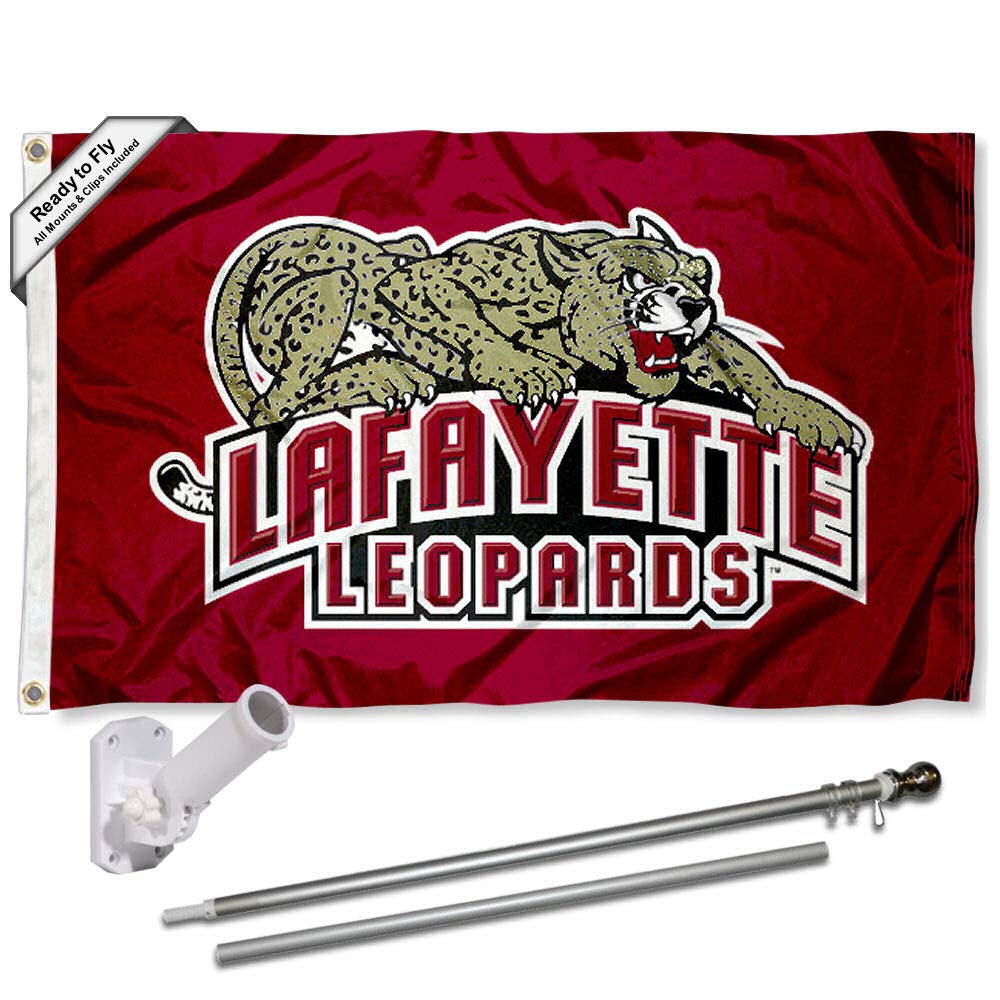 College Flags & Banners Co. Lafayette Leopards Flag and Pole Bracket Mount Bundle - Sports Collectibles, Sports Memorabilia, Sports Fan Shop, Sports Gifts