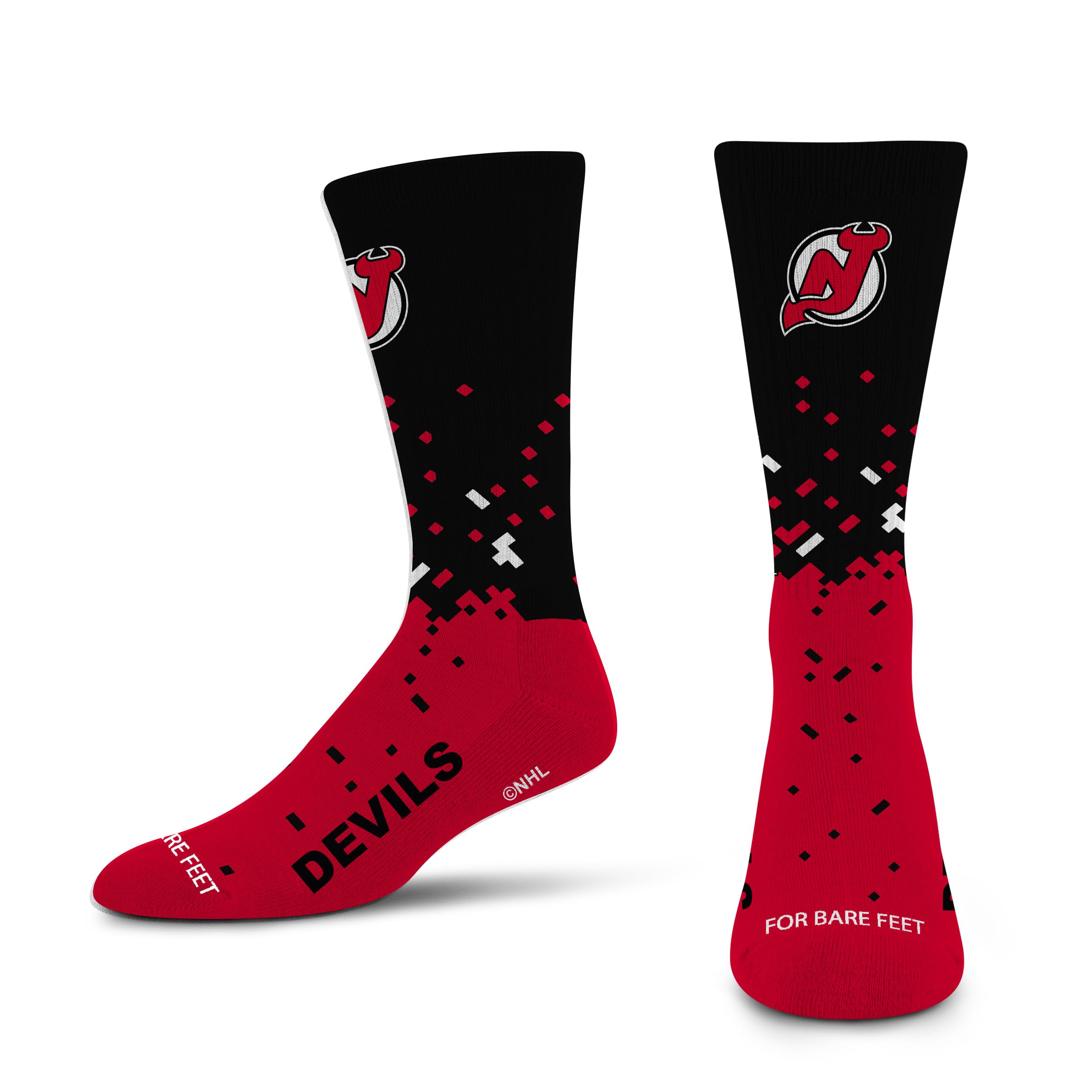 For Bare Feet NHL NEW JERSEY DEVILS Spray Zone Crew Sock Team Color Large - Sports Gifts, Sports Memorabilia, Sports Collectibles, Fan Shop