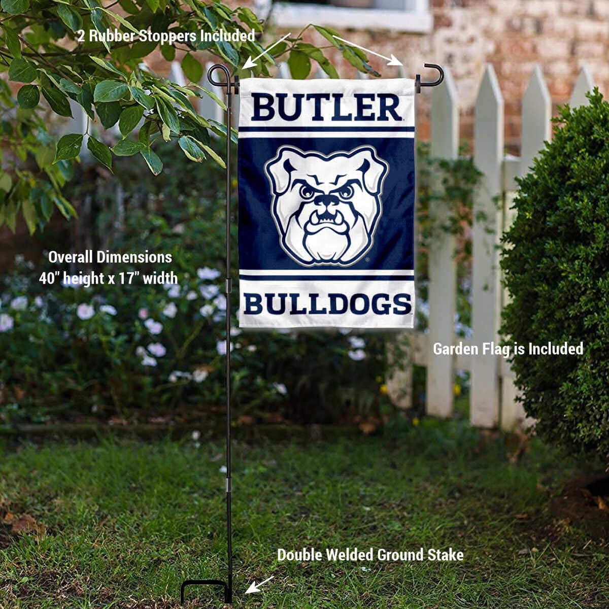 College Flags & Banners Co. Butler Bulldogs Garden Flag and USA Flag Stand Pole Holder Set - Sports Collectibles, Sports Memorabilia, Sports Fan Shop, Sports Gifts