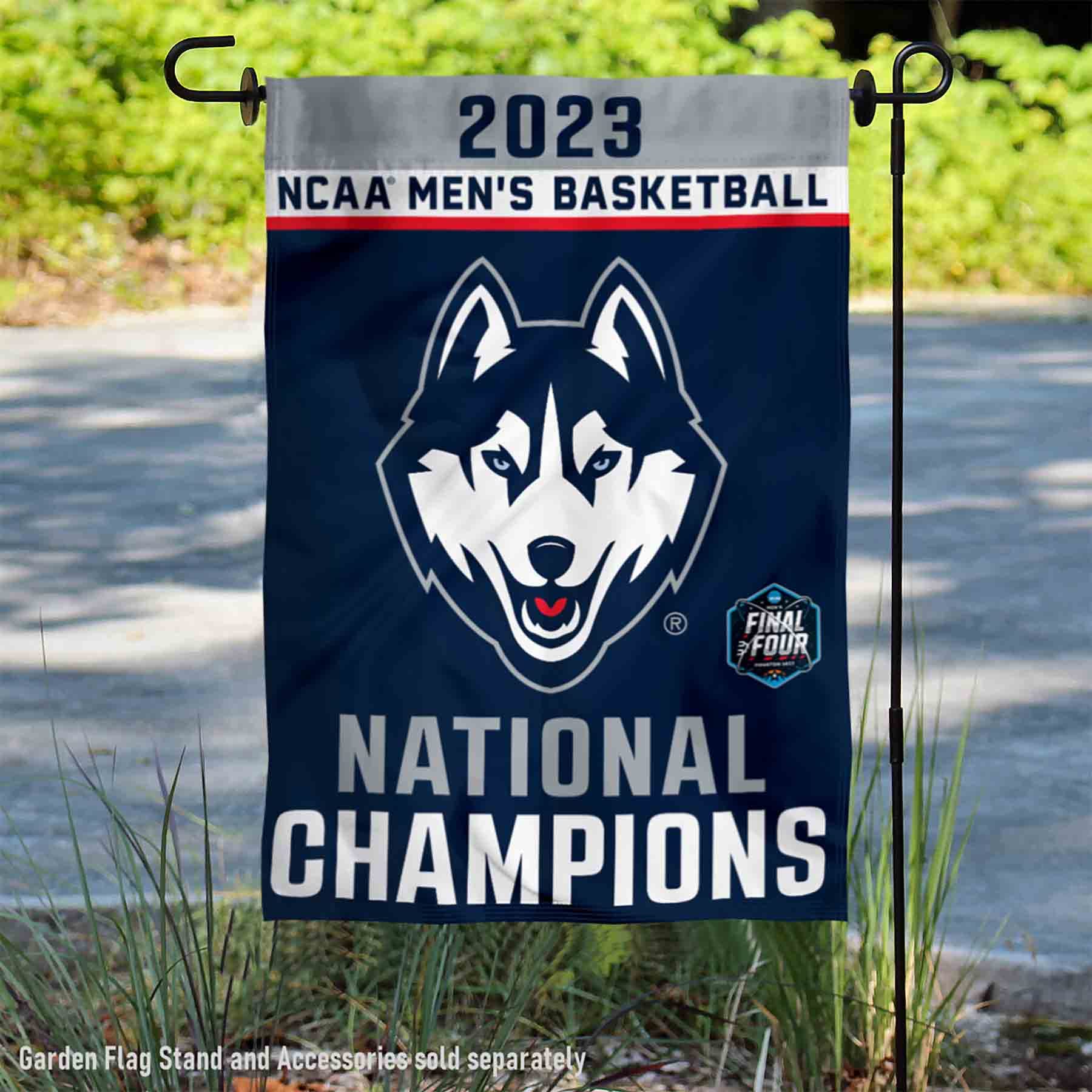 WinCraft Connecticut Huskies UCONN College Basketball 2023 National Champions Double Sided Garden Flag - Sports Collectibles, Sports Memorabilia, Sports Fan Shop, Sports Gifts