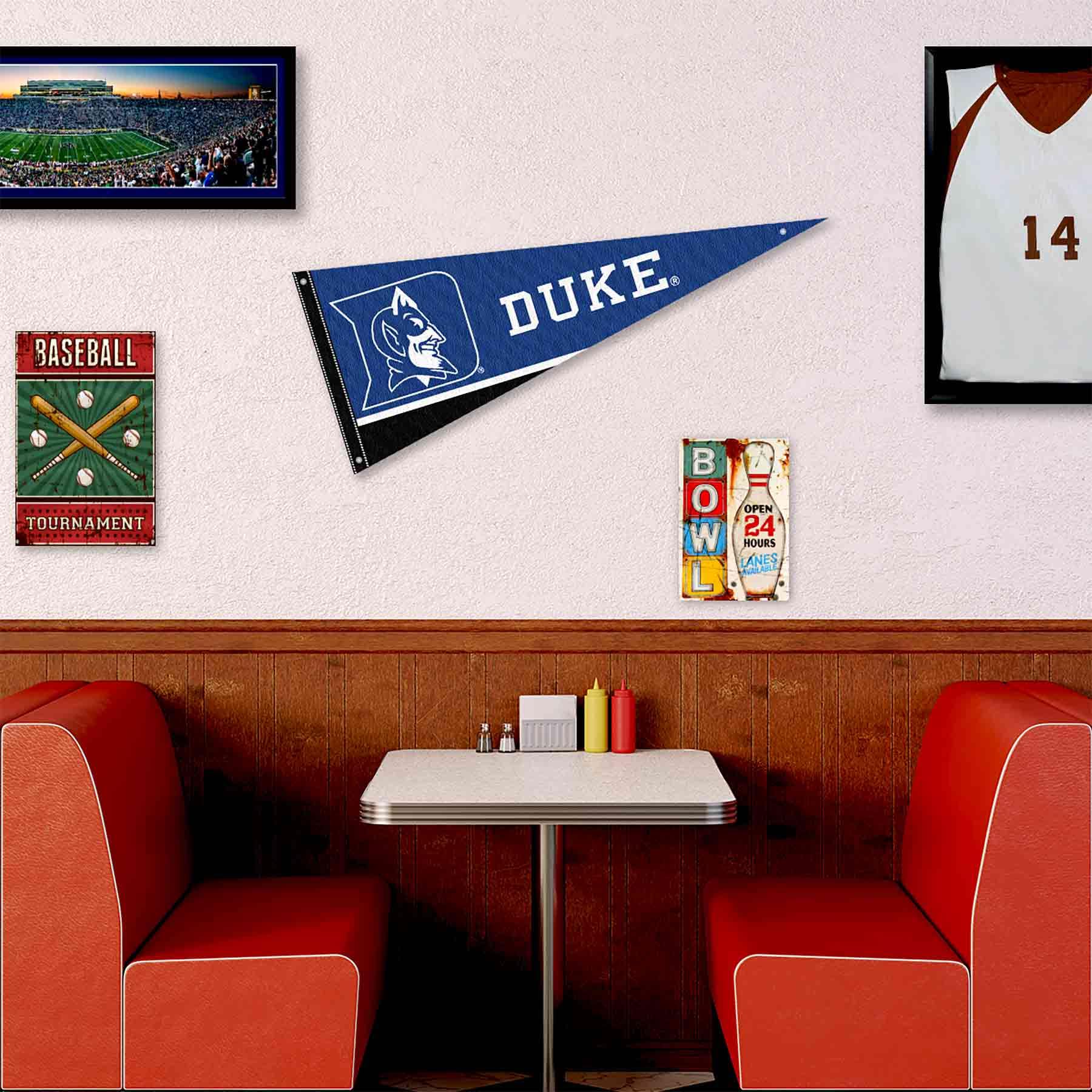 College Flags & Banners Co. Duke Blue Devils Pennant Flag and Wall Tack Mount Pads - Sports Collectibles, Sports Memorabilia, Sports Fan Shop, Sports Gifts