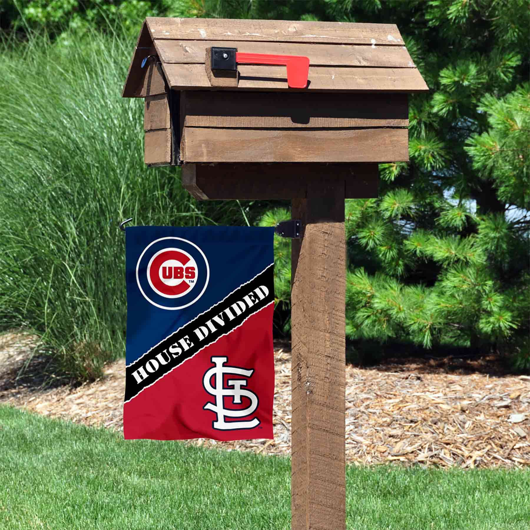 WinCraft House Divided Cubs and Cardinals Double Sided Garden Flag - Sports Collectibles, Sports Memorabilia, Sports Fan Shop, Sports Gifts