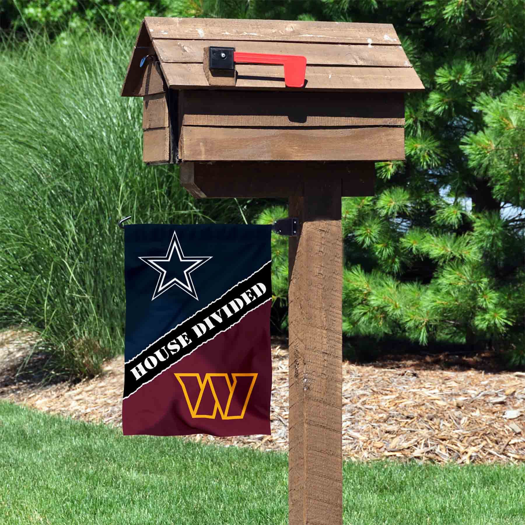 WinCraft House Divided Cowboys and Commanders Double Sided Garden Flag - Sports Collectibles, Sports Memorabilia, Sports Fan Shop, Sports Gifts