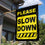 Sports Flags Pennants Company Please Slow Down Banner Flag for Speeding Drivers - Sports Collectibles, Sports Memorabilia, Sports Fan Shop, Sports Gifts