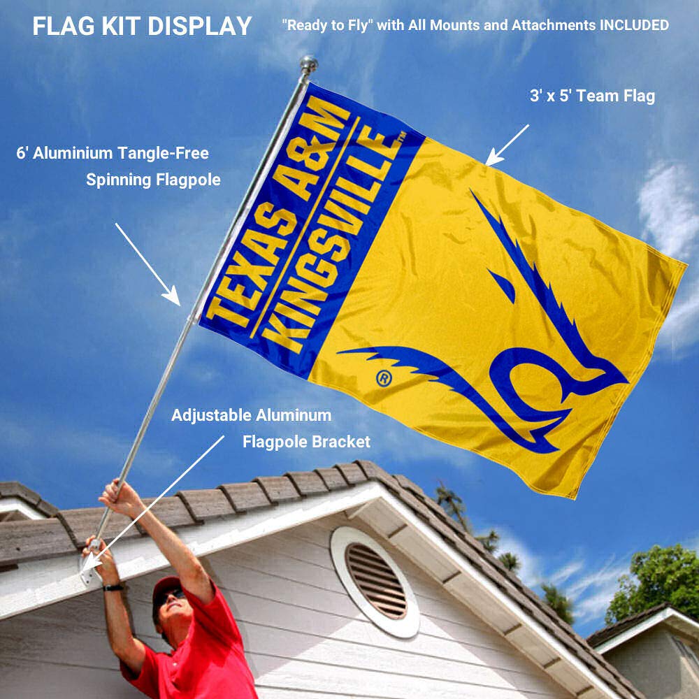 College Flags & Banners Co. Texas A&M Kingsville Javelinas Flag and Pole Bracket Mount Bundle - Sports Collectibles, Sports Memorabilia, Sports Fan Shop, Sports Gifts