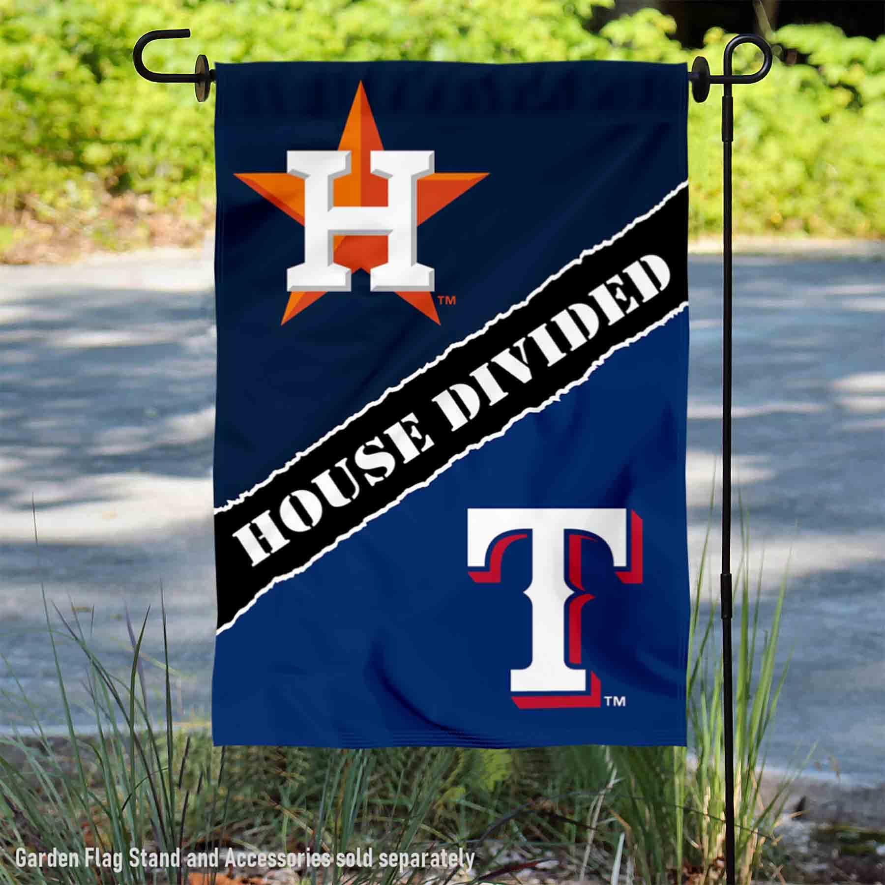 WinCraft House Divided Astros and Rangers Double Sided Garden Flag - Sports Collectibles, Sports Memorabilia, Sports Fan Shop, Sports Gifts