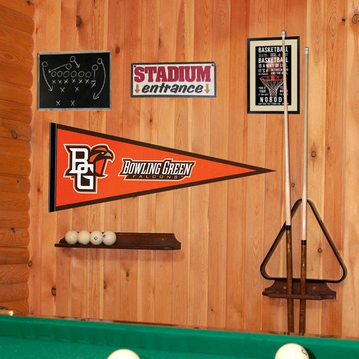 College Flags & Banners Co. Bowling Green State University Falcons Wordmark Pennant Flag - Sports Collectibles, Sports Memorabilia, Sports Fan Shop, Sports Gifts