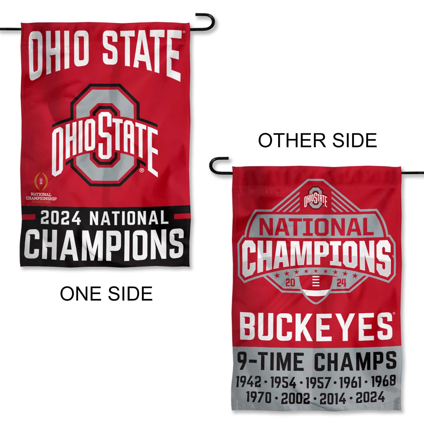 OSU Buckeyes 2024 National Champions Double Sided Garden Flag - Sports Collectibles, Sports Memorabilia, Sports Fan Shop, Sports Gifts