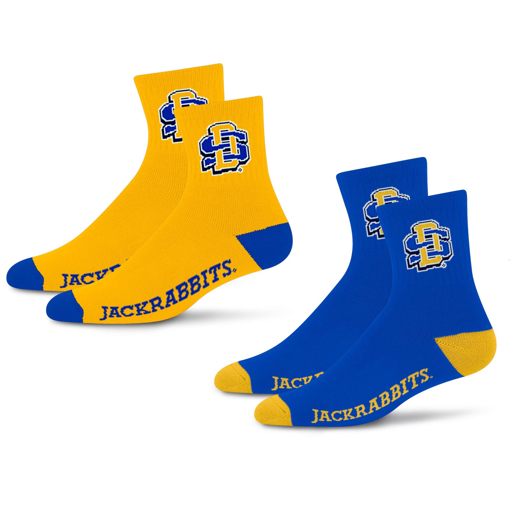 For Bare Feet NCAA South Dakota State Jackrabbits Quarter Sock Two Pack Team Colors Large - Sports Gifts, Sports Memorabilia, Sports Collectibles, Fan Shop