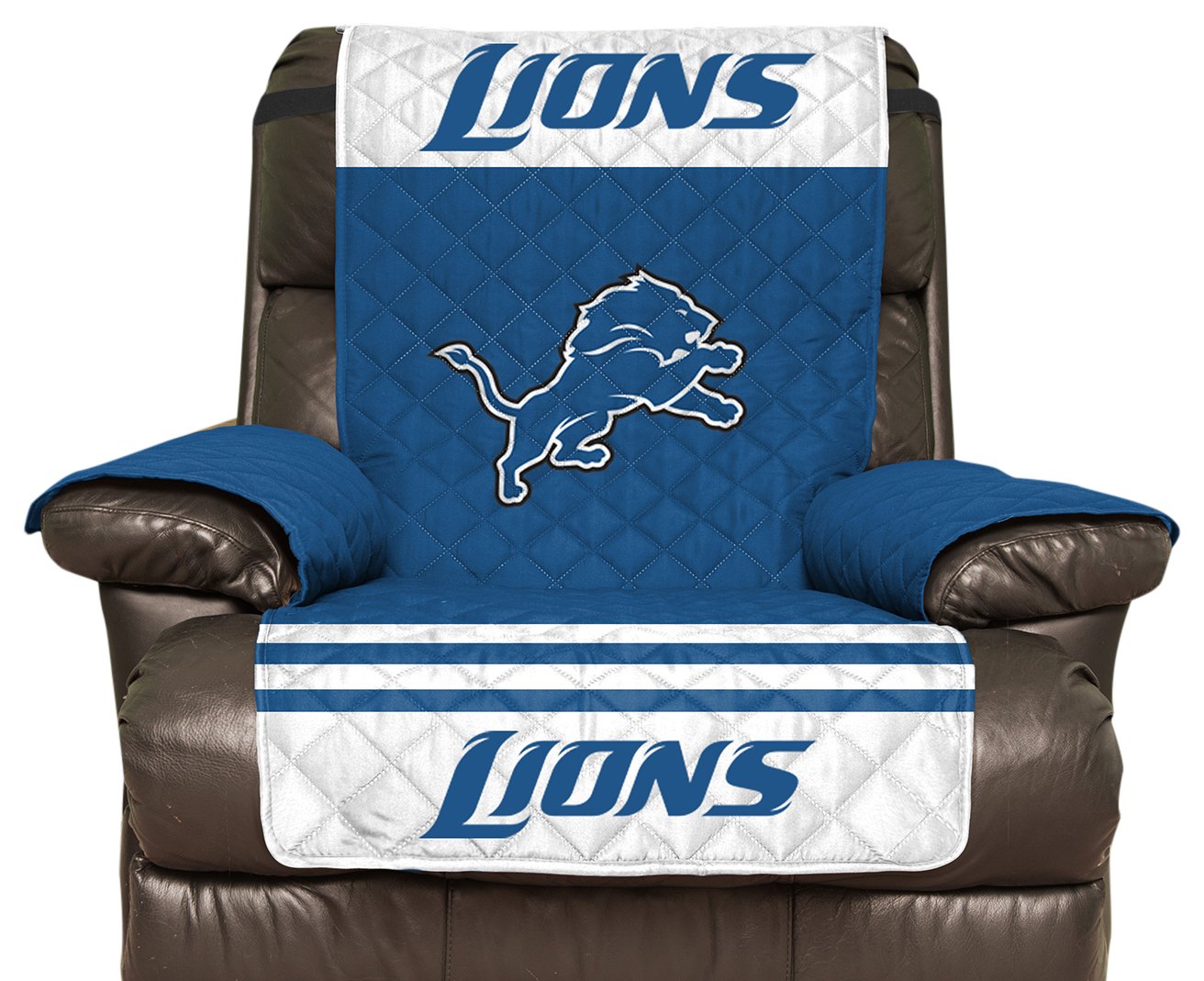 Pegasus Sports NFL Detroit Lions Furniture Protector with Elastic Straps, Recliner, Honolulu Blue - Sports Gifts, Sports Memorabilia, Sports Collectibles, Fan Shop